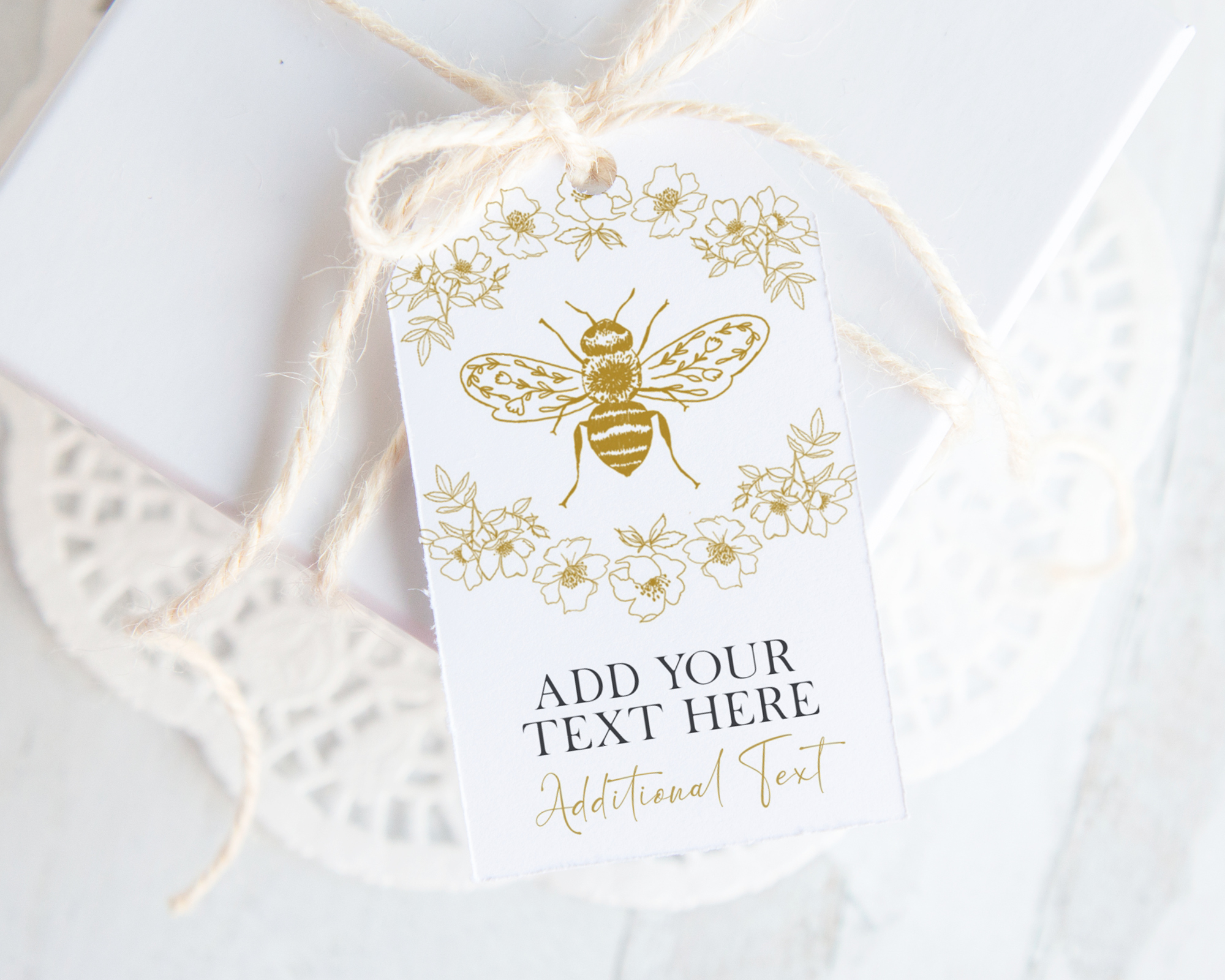 Gold Bee Floral Gift Tag design preview