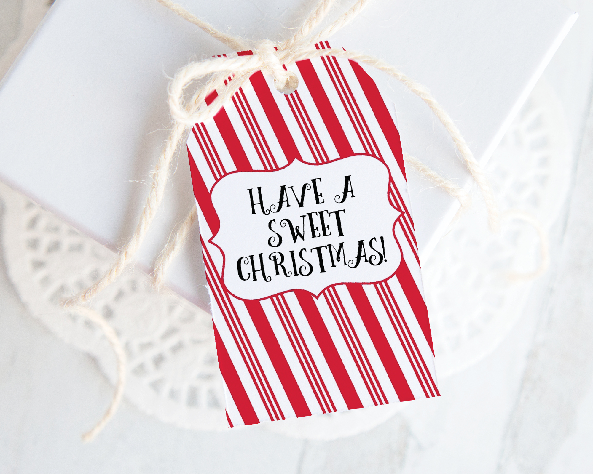Red Candy Cane Striped Gift Tags design preview
