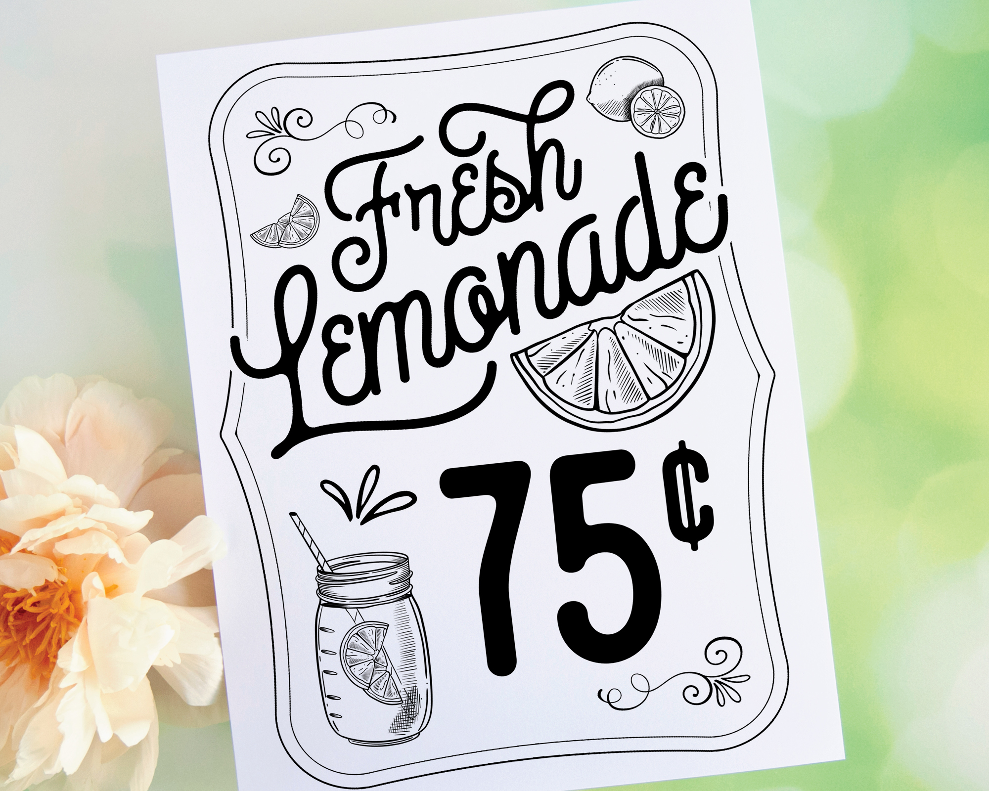 Fresh Lemonade BW Signs design preview