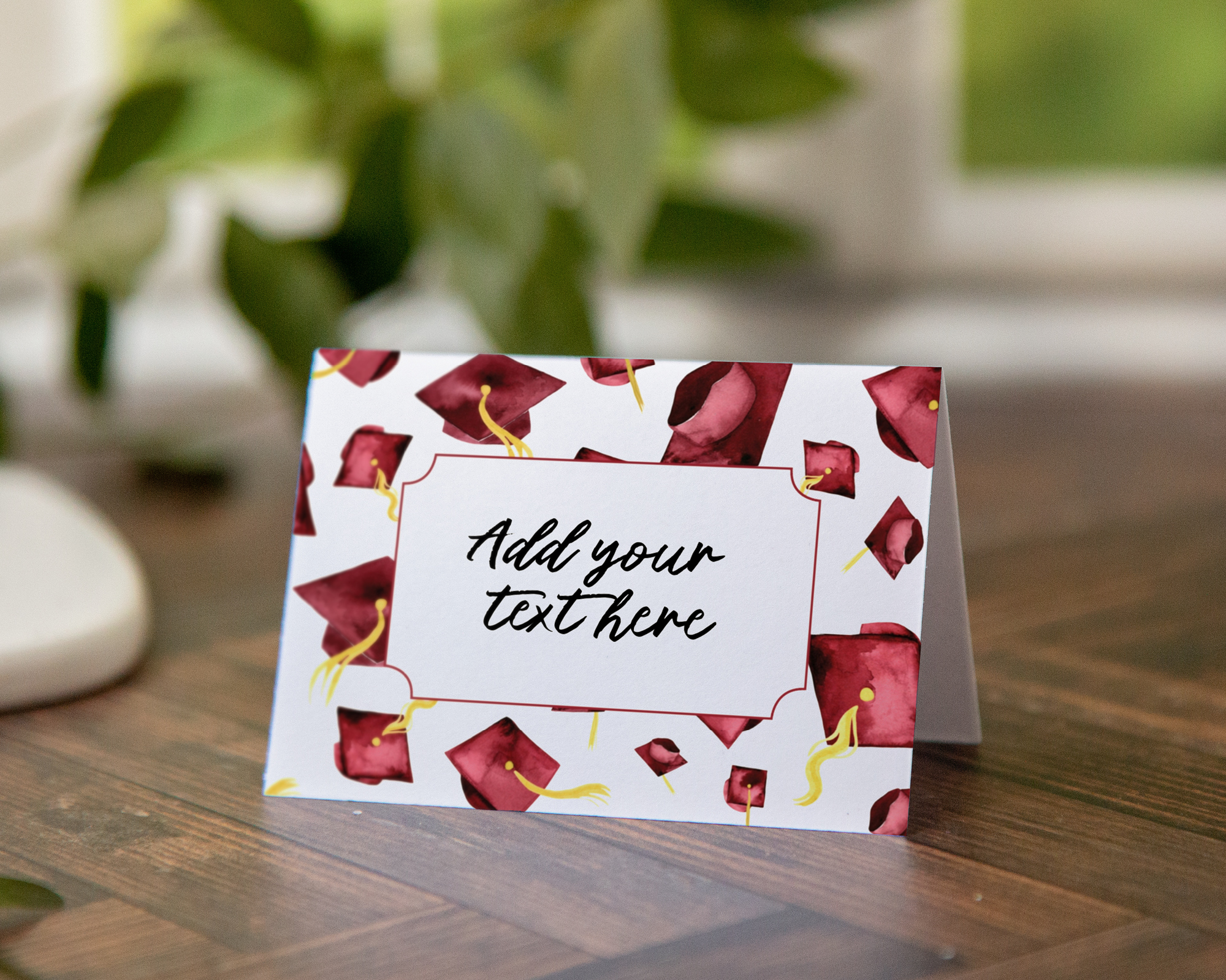 Burgundy Cap Graduation Place Cards design preview