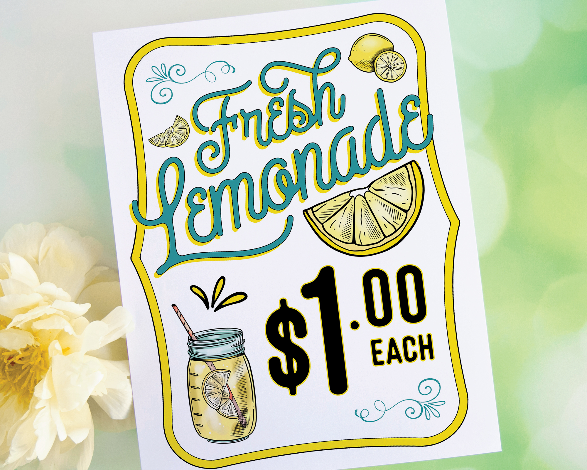 Fresh Lemonade - 8.5x11" Sign - Color design preview