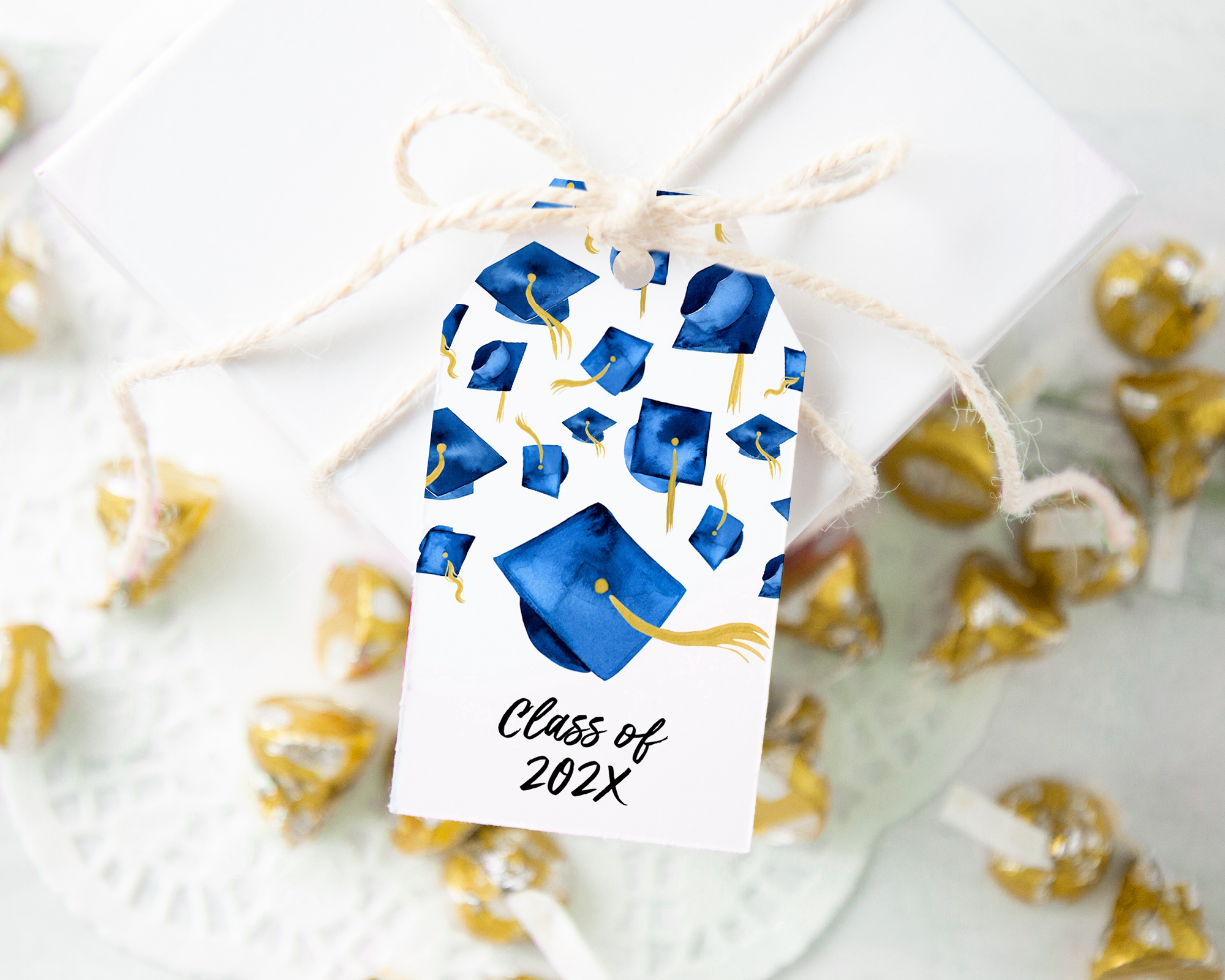 Gift Tag - Royal Blue Graduation Caps design preview