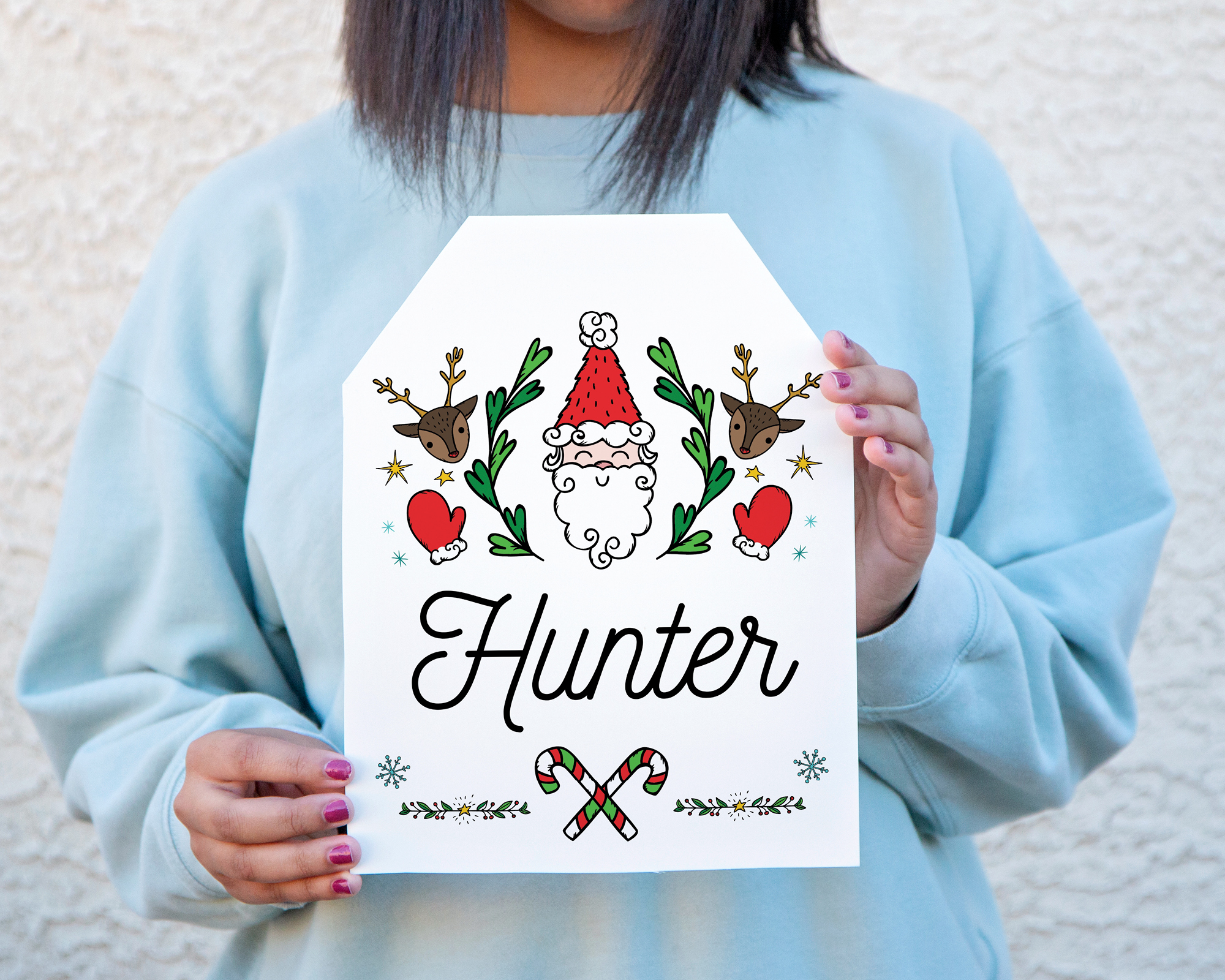 XL Giant Christmas Gift Tag - Santa Doodles design preview