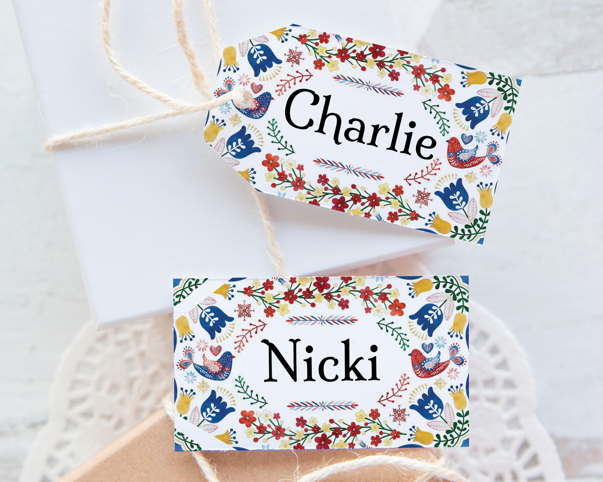 Christmas Gift Tag - Folk Art Multicolored design preview