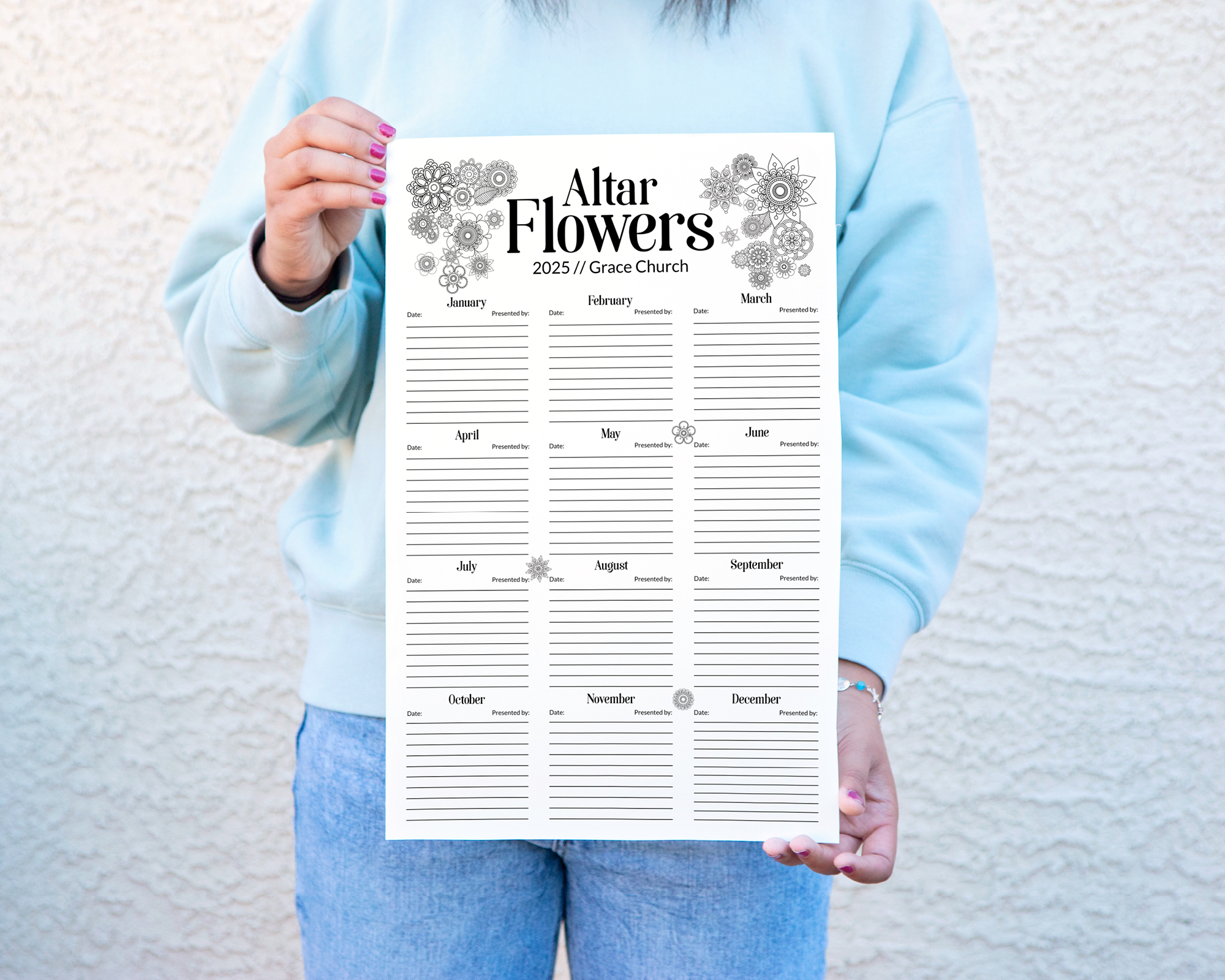 Altar Flowers Church Poster - BW Flowers design preview