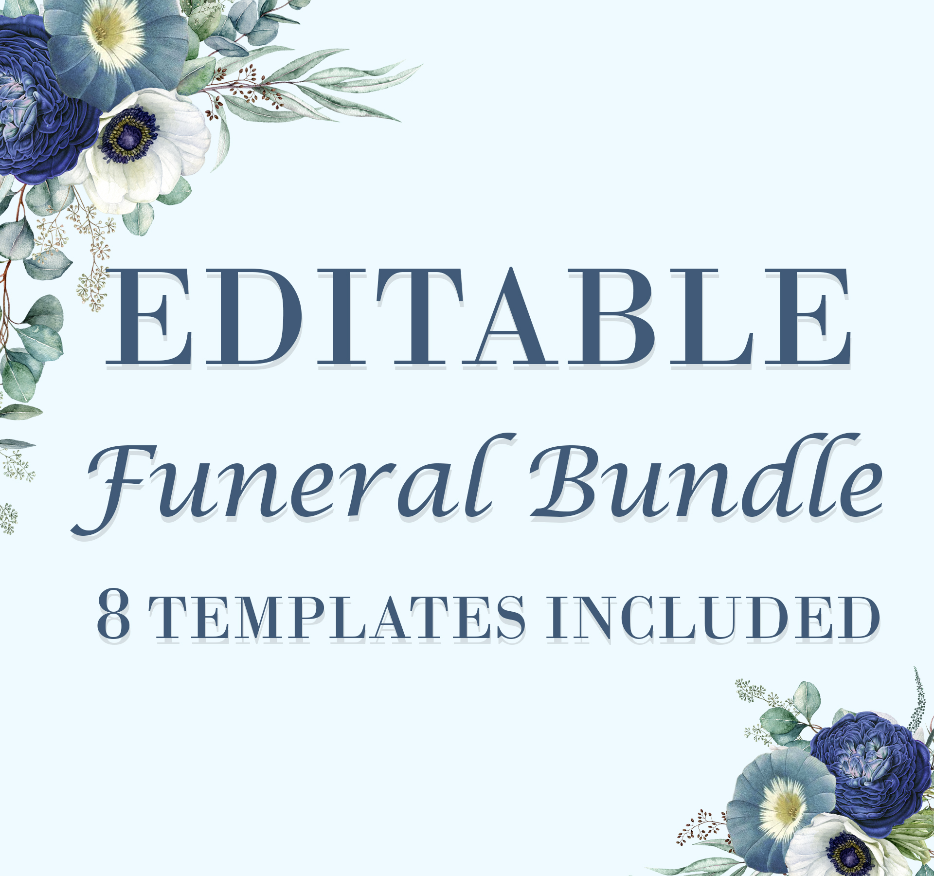 Blue Floral Bundle design preview