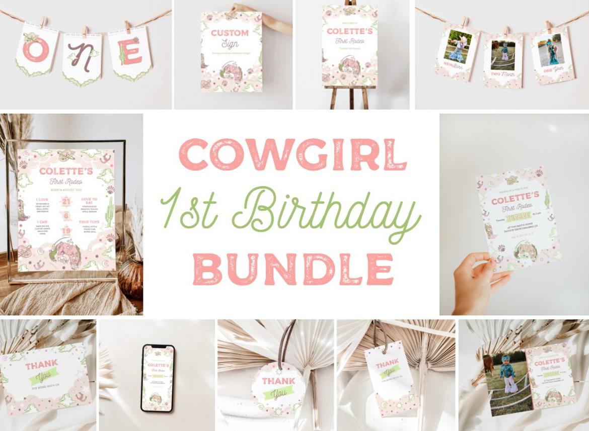Cowgirl 1st Birthday Bundle design preview