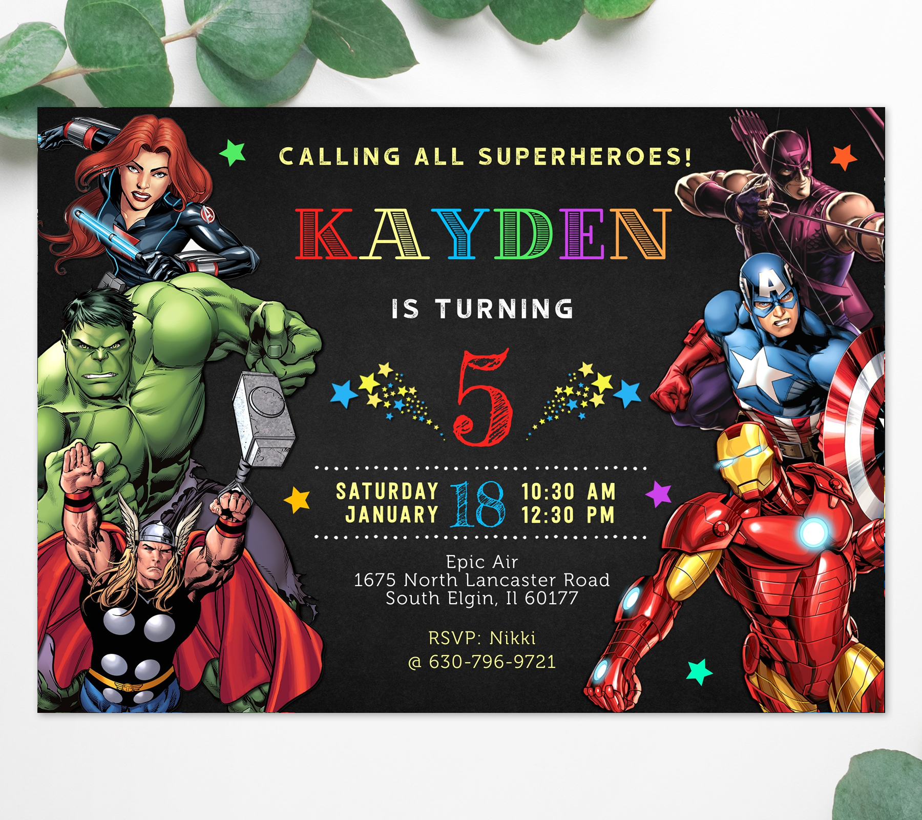 Marvel superheroes birthday invitation design preview