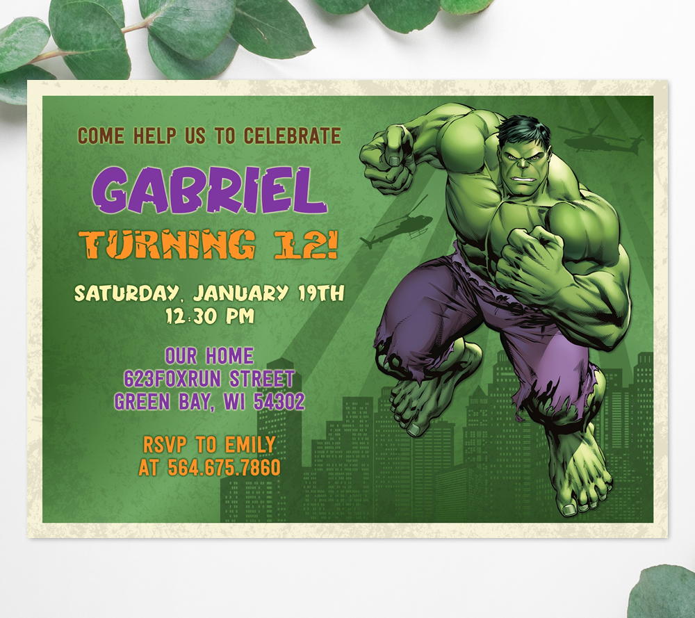 Hulk invitation design preview