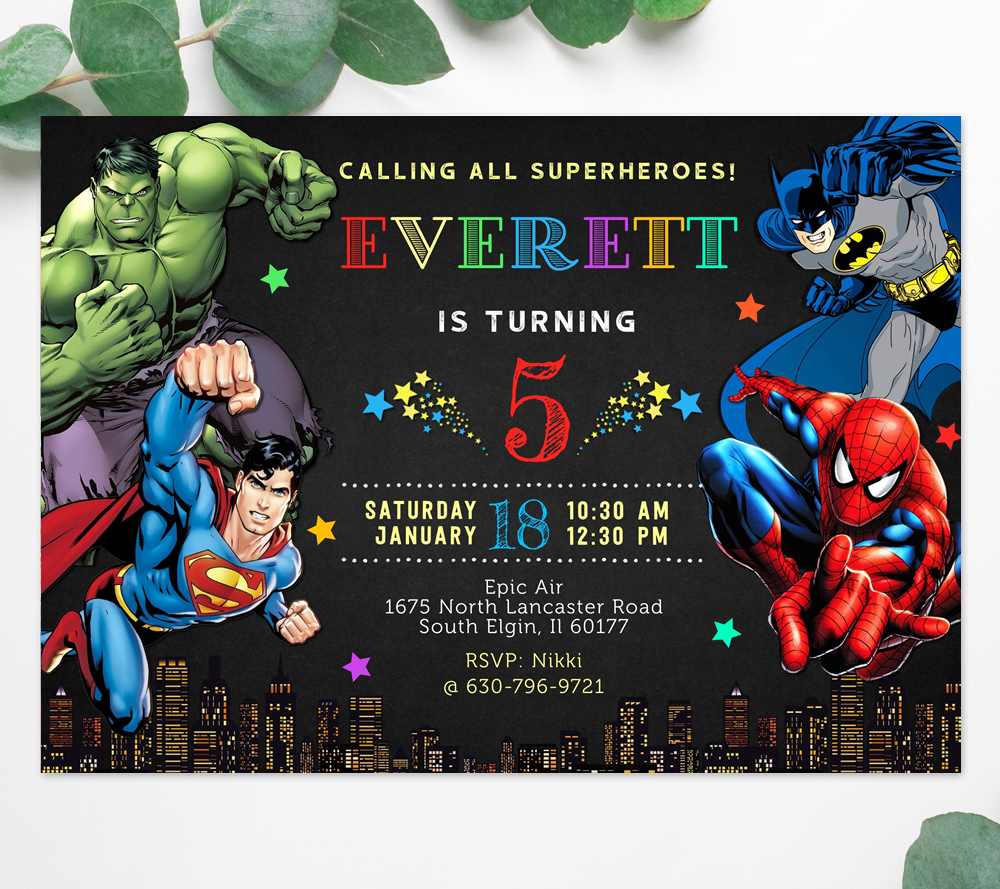 Superhero invitation-12 design preview