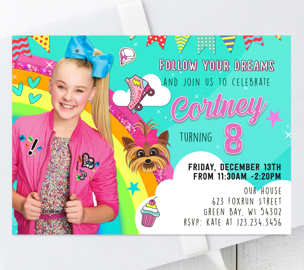 JoJo Siwa Turquoise Invitation design preview
