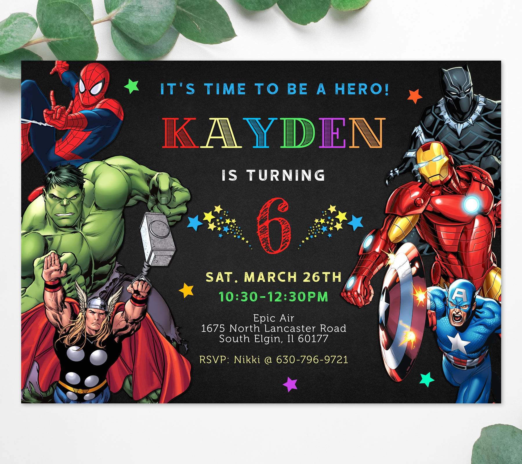 Superhero birthday invitation design preview