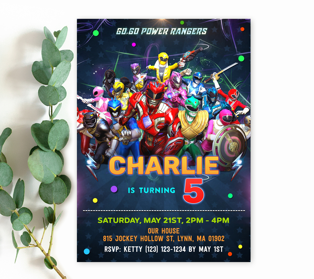 Power rangers invitation design preview