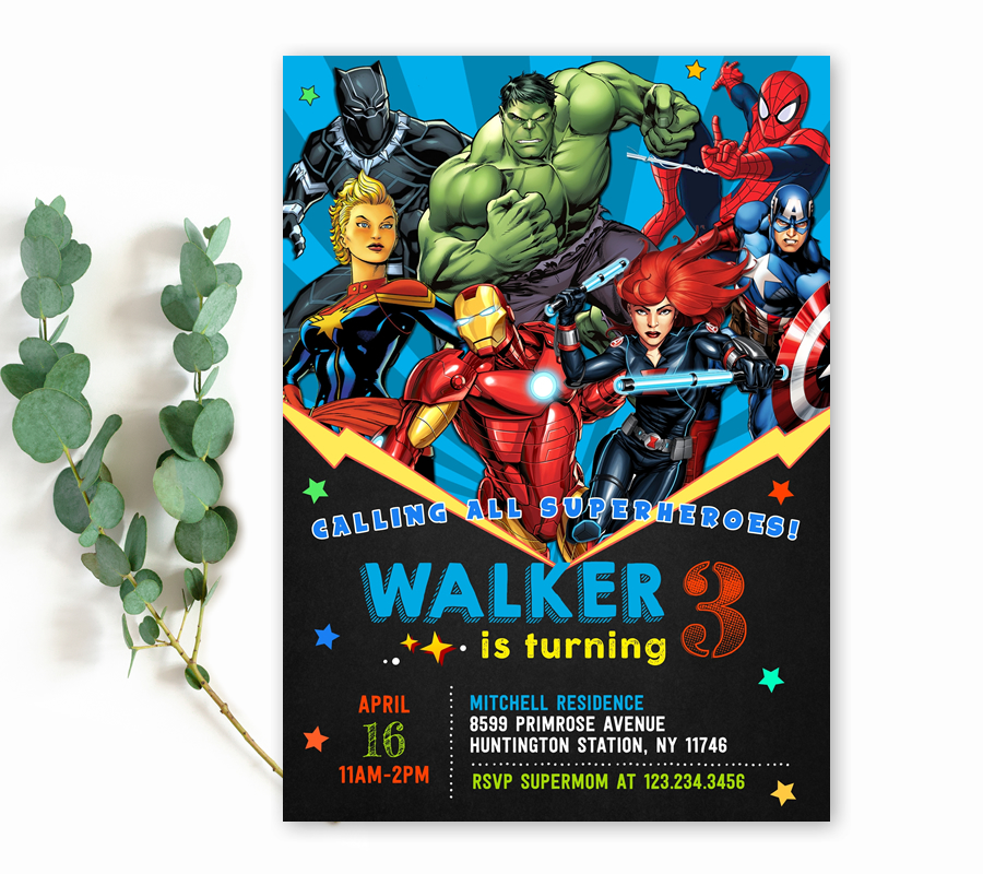Superheroes birthday invitation-5 design preview