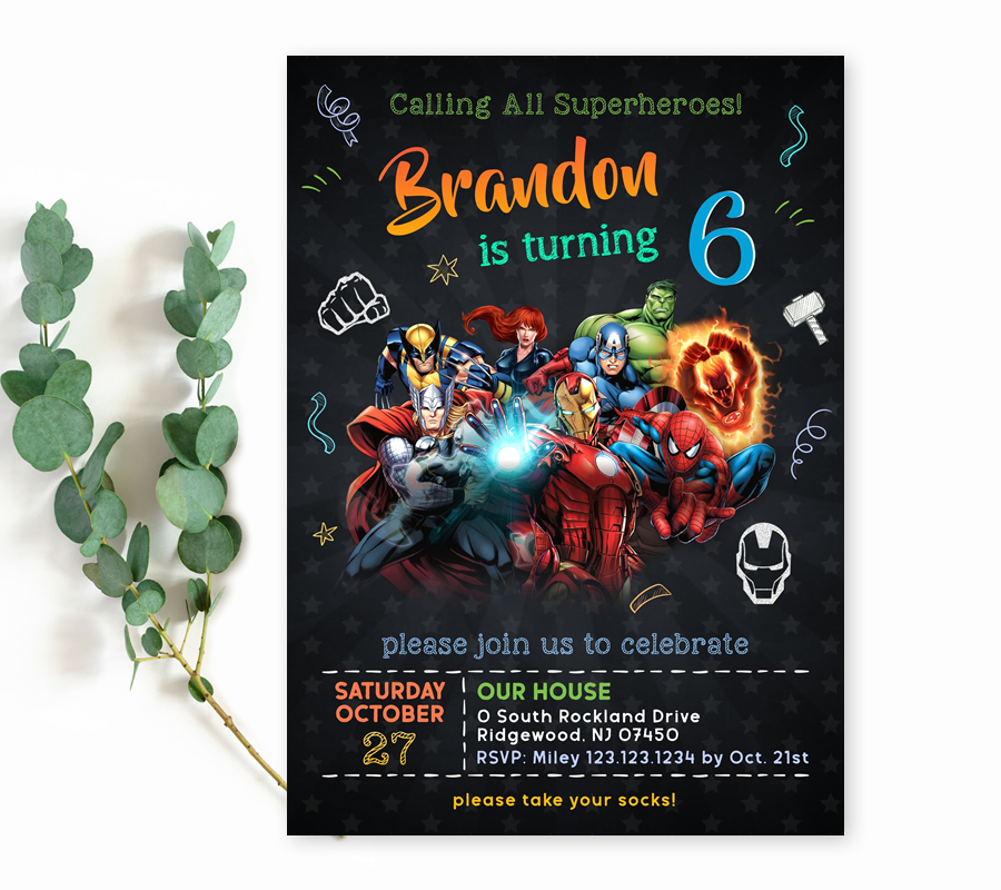 Super hero invitation design preview
