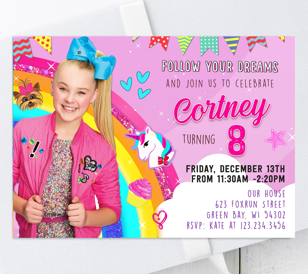 Jojo siwa birthday invitation design preview