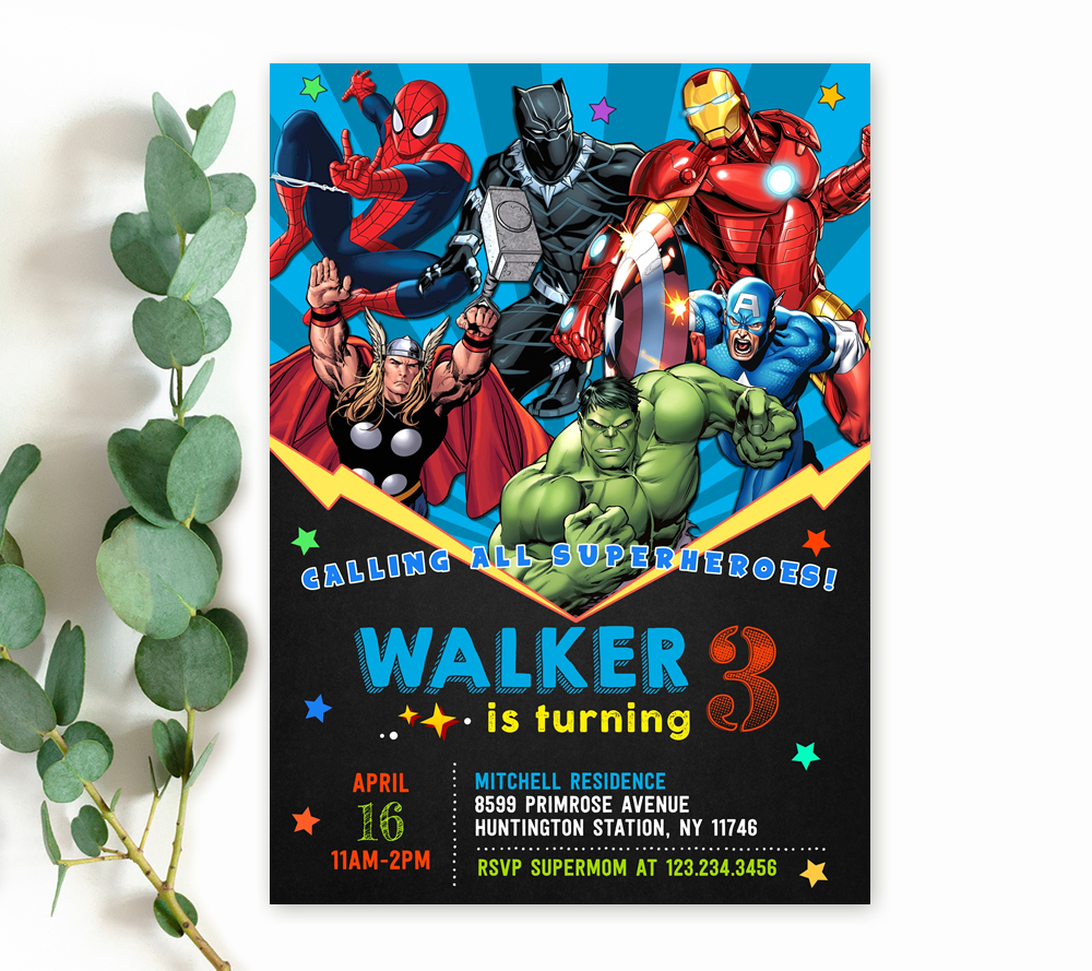 Superheroes birthday invitation-4 design preview