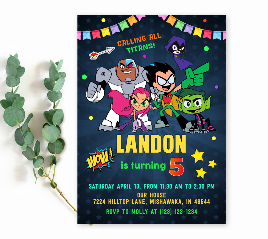 Teen titans invitation design preview