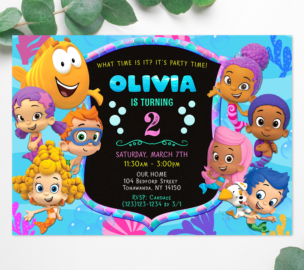 Bubble Guppies invitation girl design preview