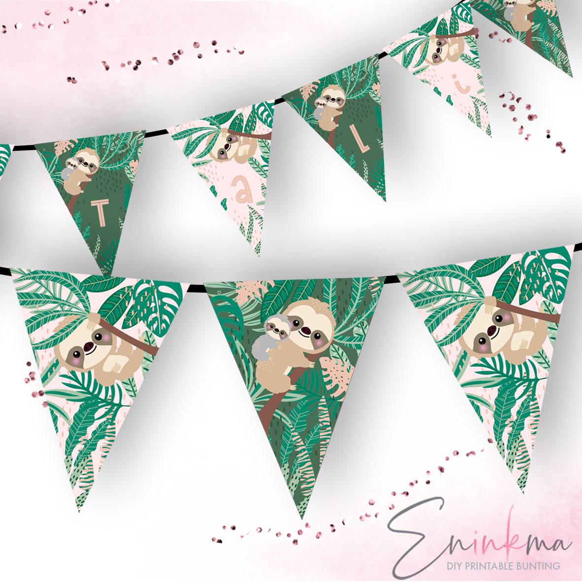 Swinging Sloth Bunting design preview