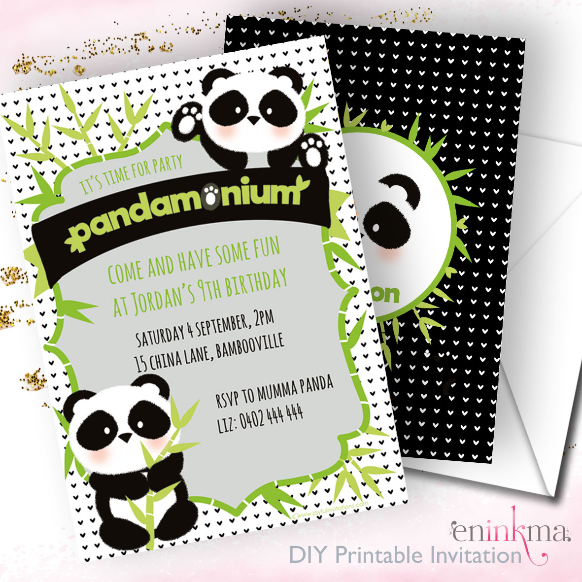 Pandamonium Invitations design preview
