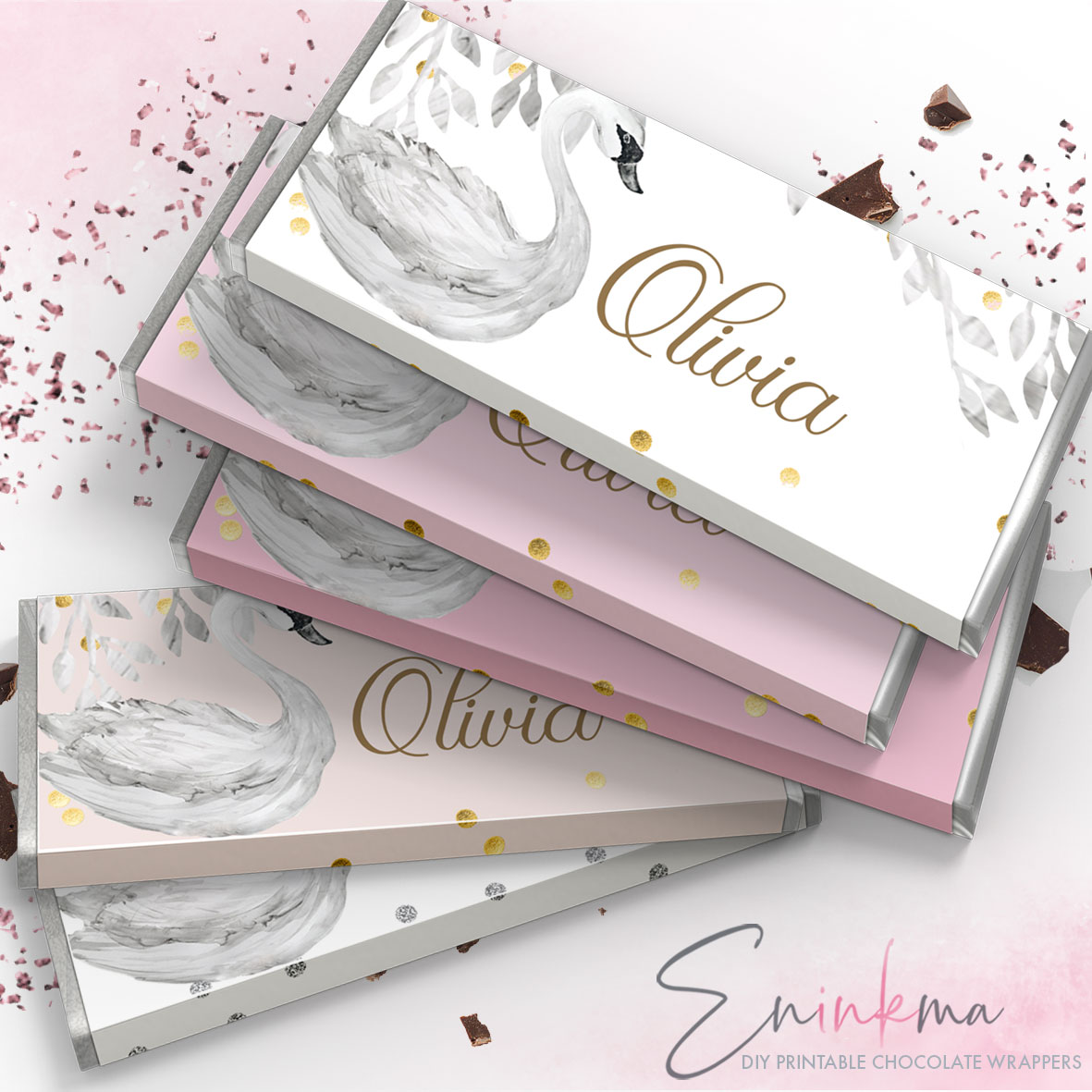 Swan Chocolate Wrappers design preview