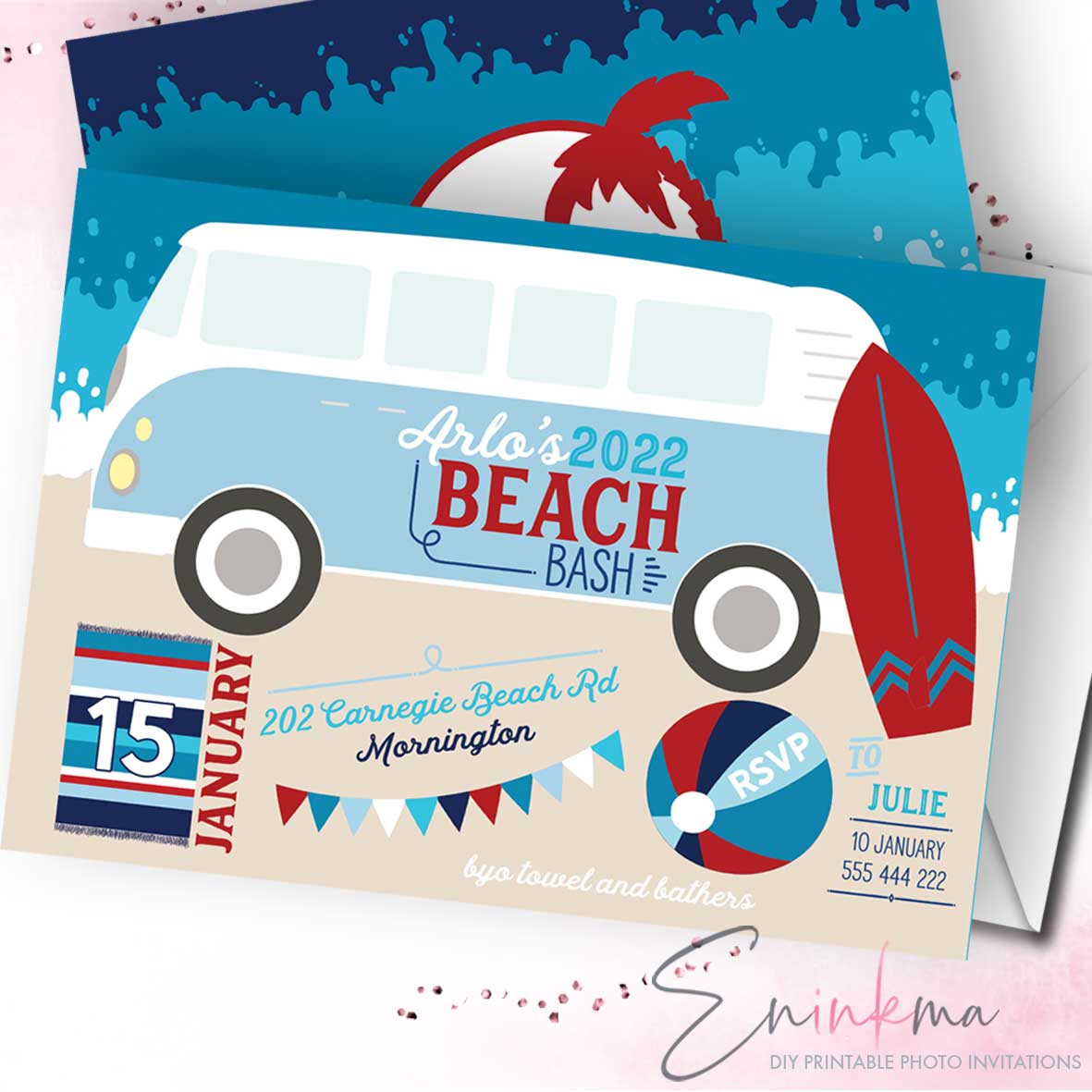 Beach Bash Invitations design preview