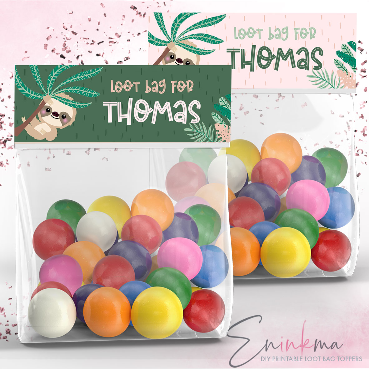 Swinging Sloth Lolly Bags design preview