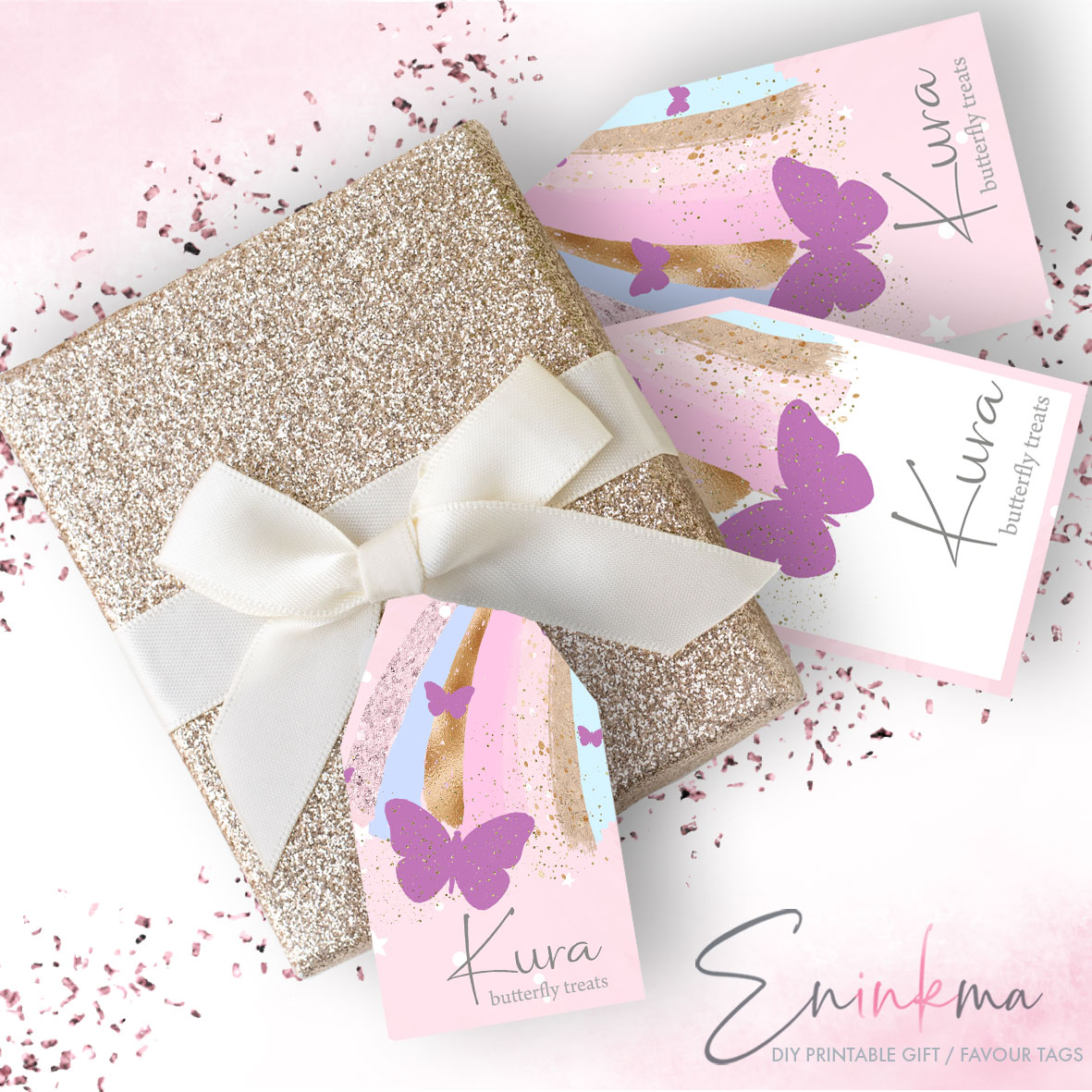 Flutterby Dreams Gift Tags design preview