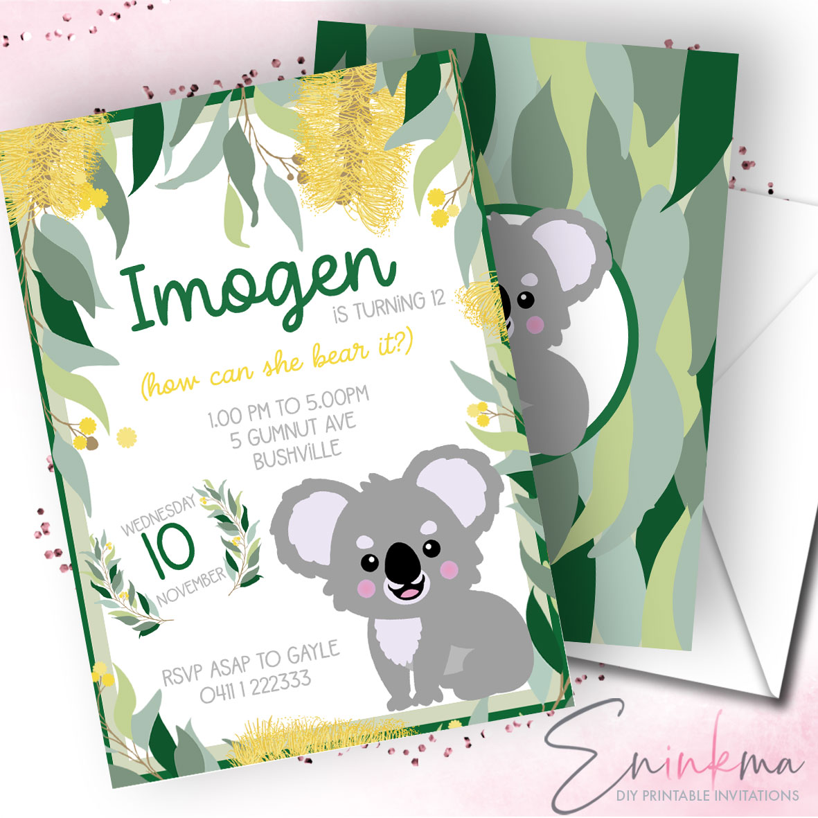 Koala Kaos Invitations design preview