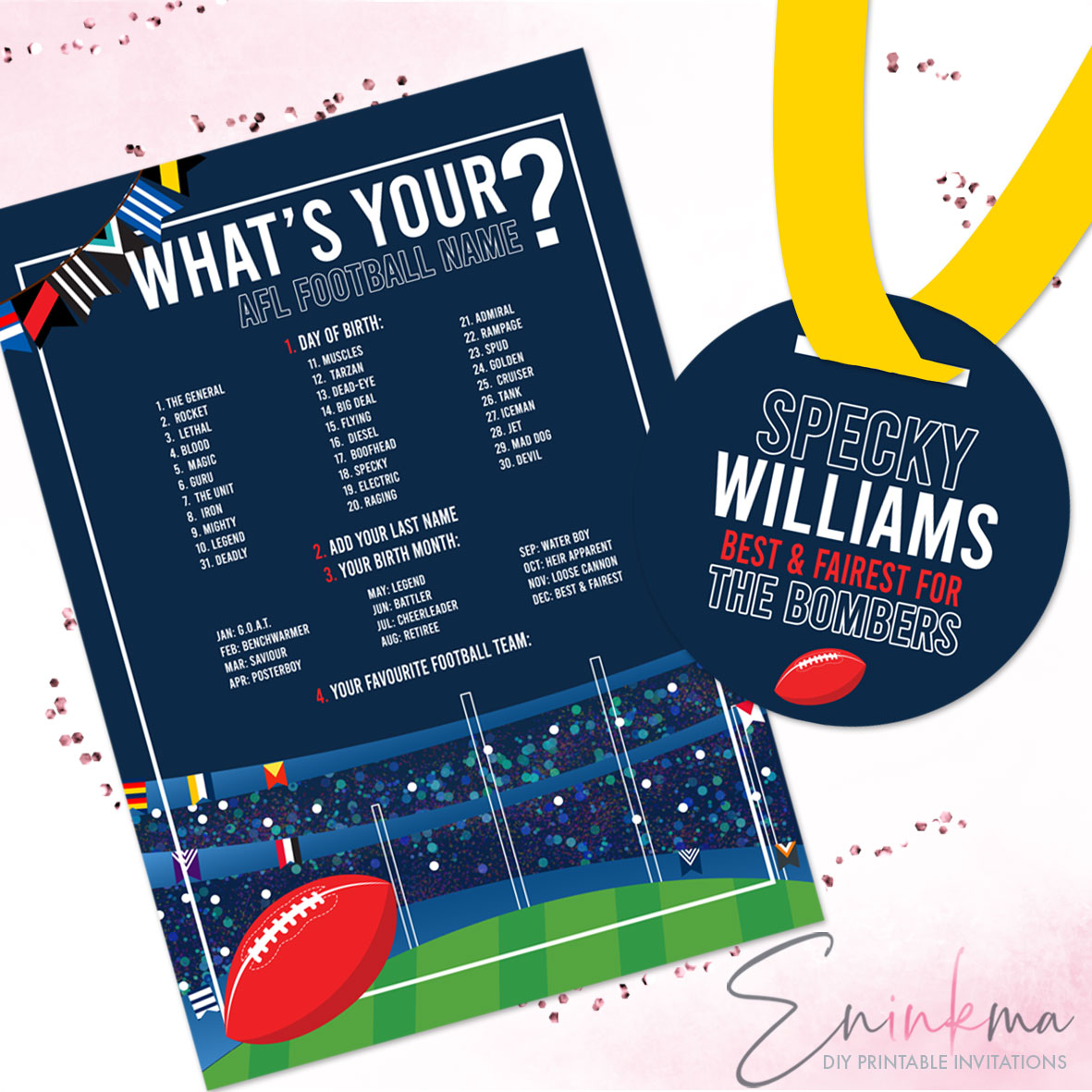 Aussie Ace Medals And Names Generator design preview