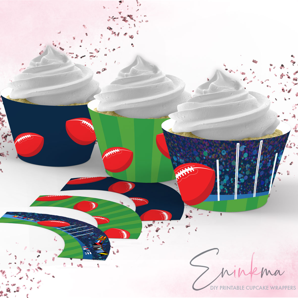 Aussie Rules Ace Cupcake Wrappers design preview