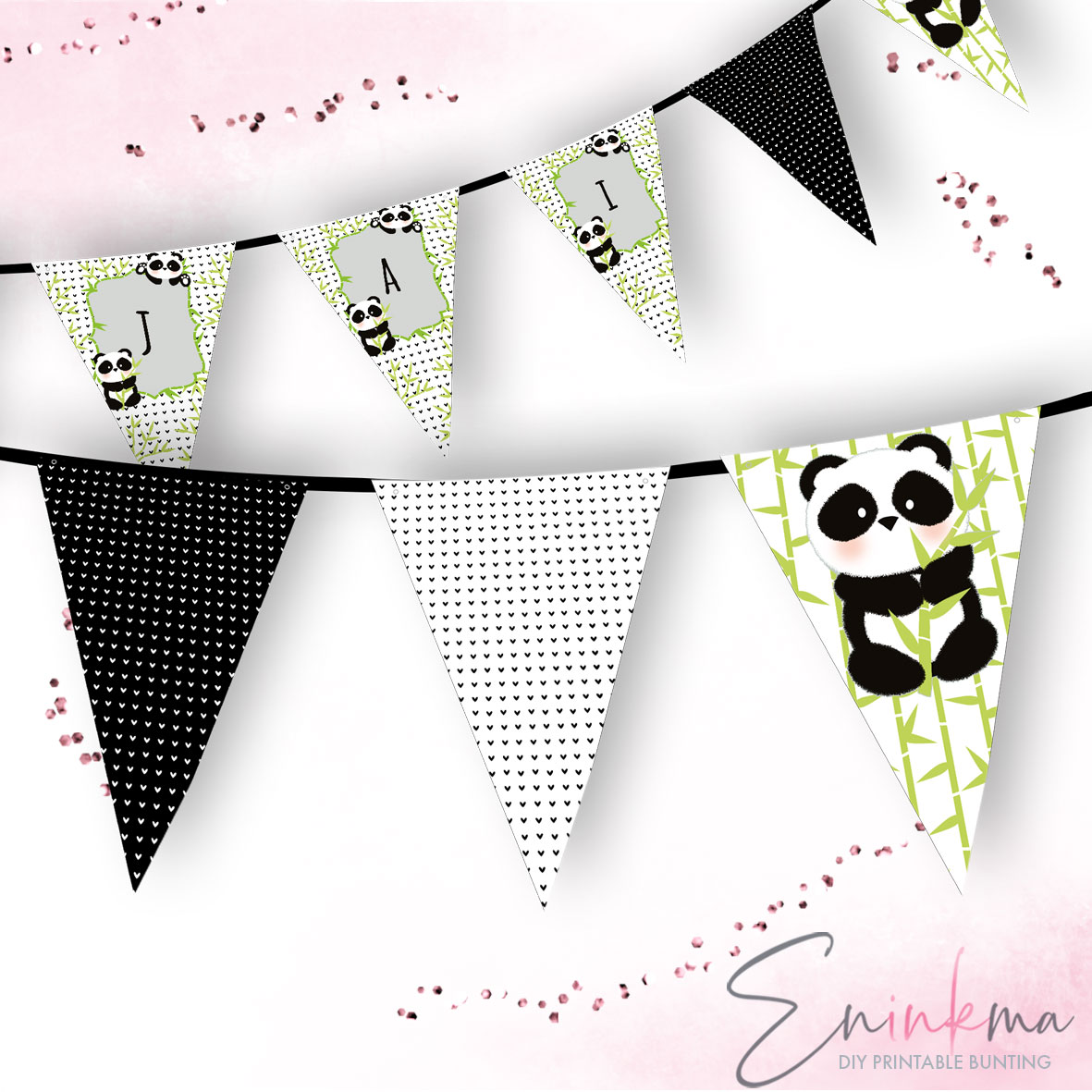 Pandamonium Bunting design preview