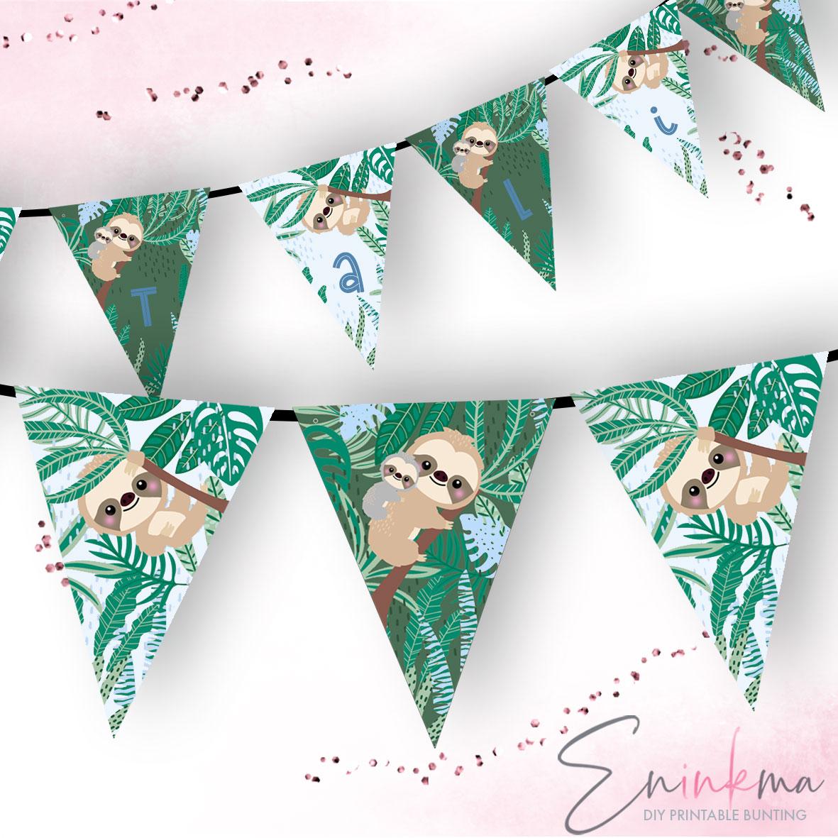 Swinging Sloth Banner BLUE design preview