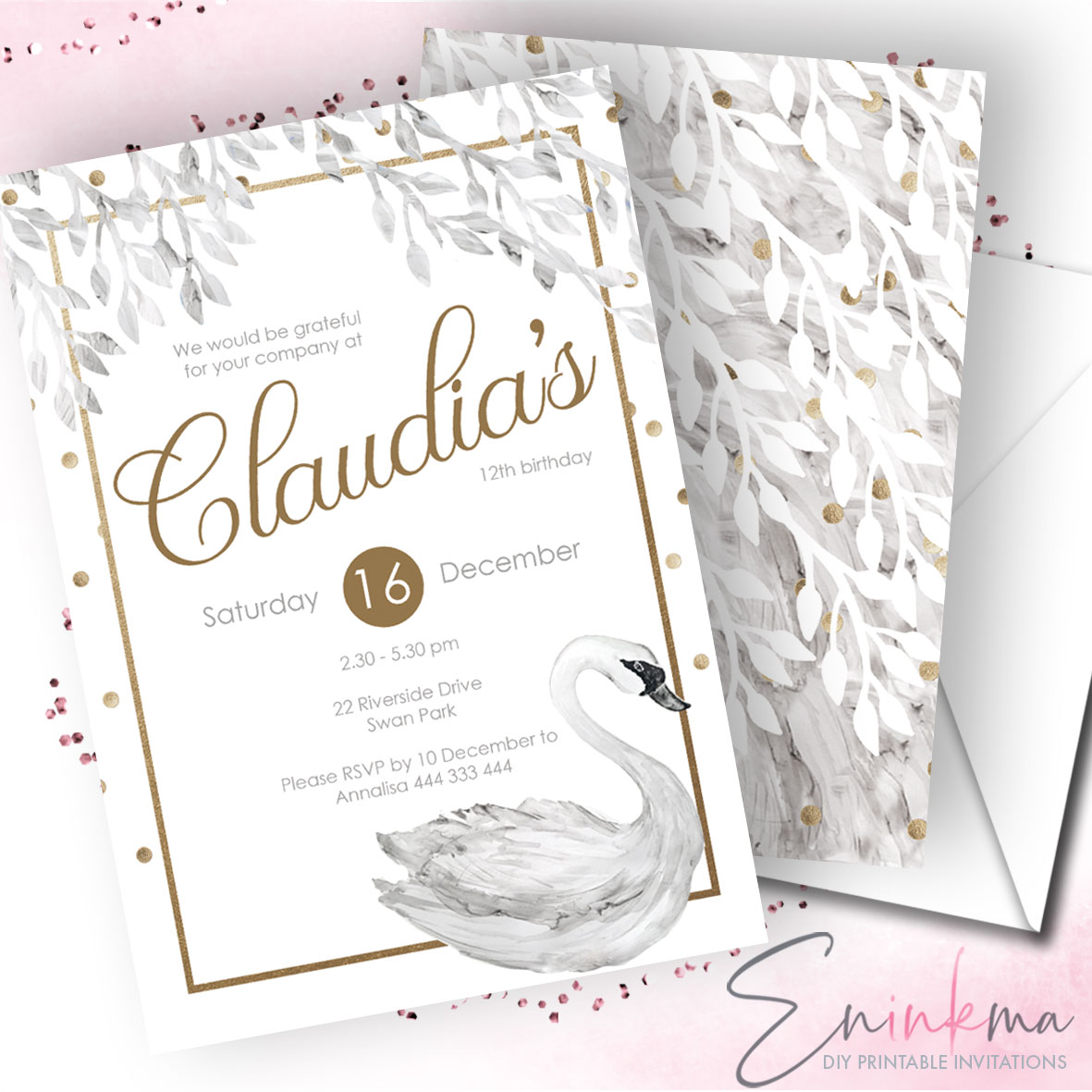 Swan Soiree Invitations design preview