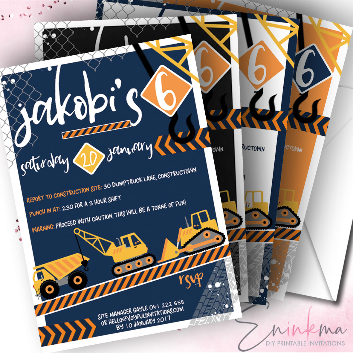 Construction Crew Invitations design preview