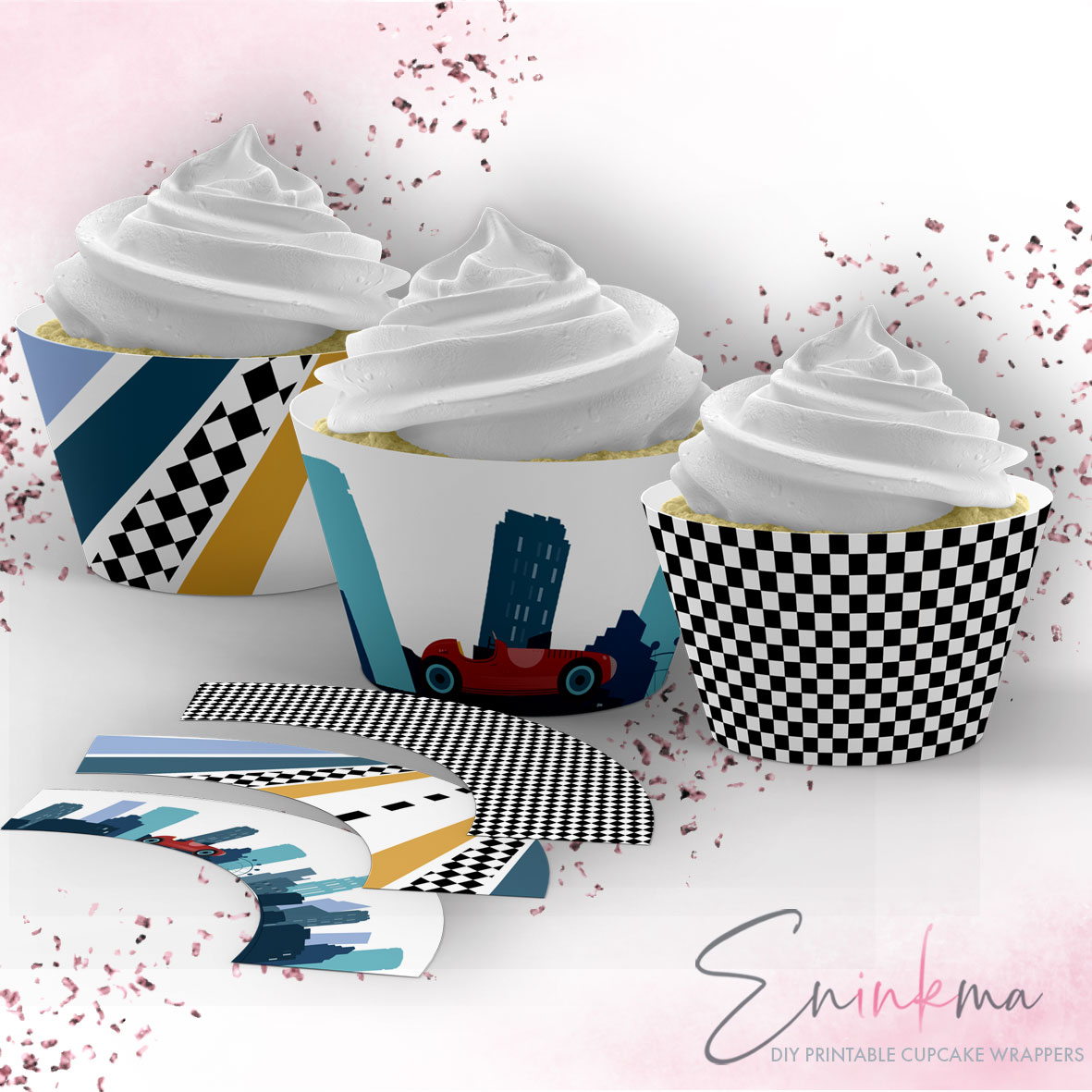 Zoom Zoom Cupcake Wrappers design preview