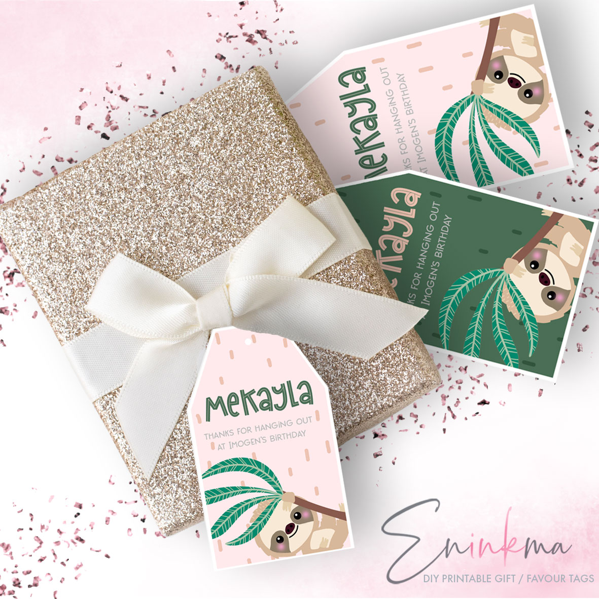 Swinging Sloth Gift Tags design preview