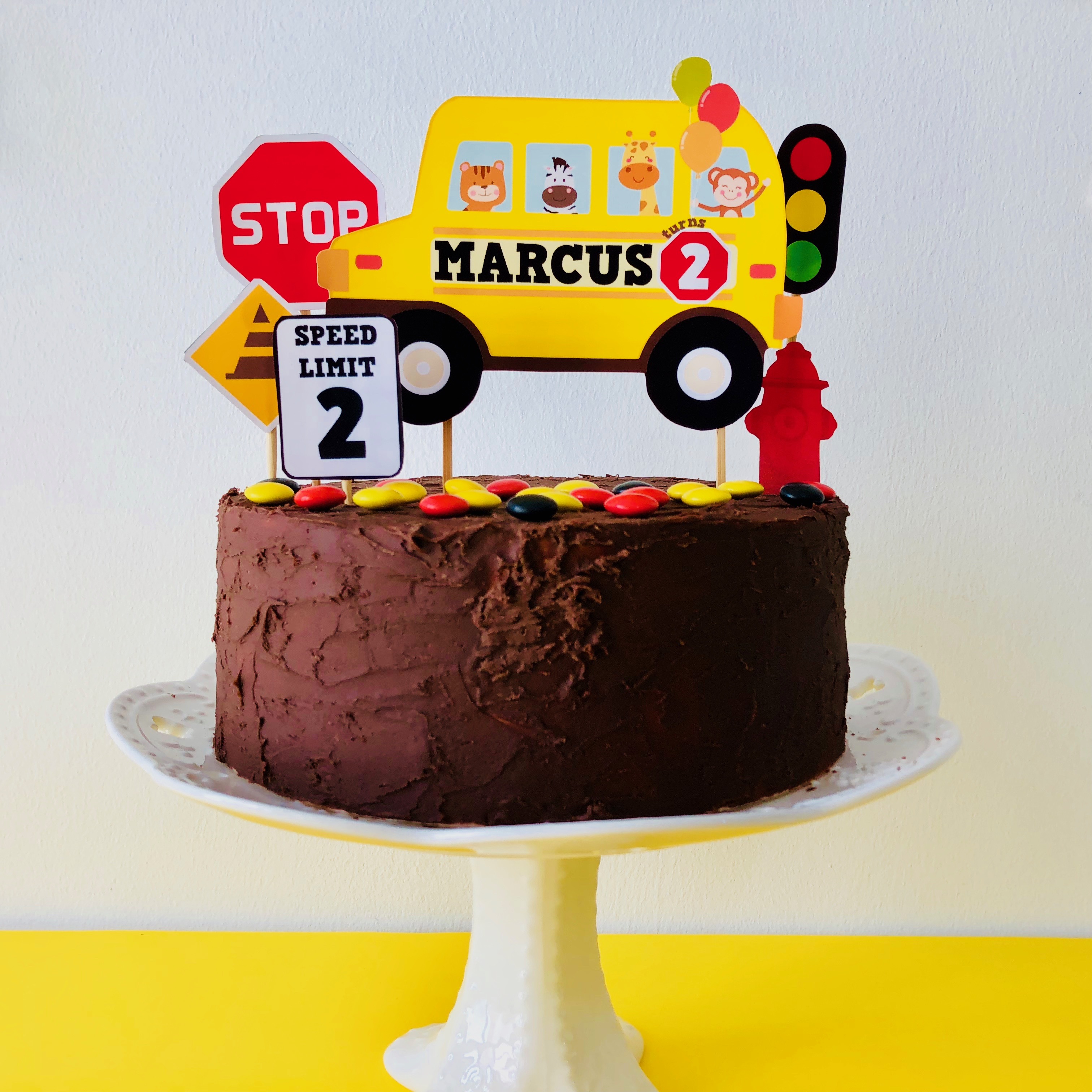 Wheels on the Bus Cake Topper design preview