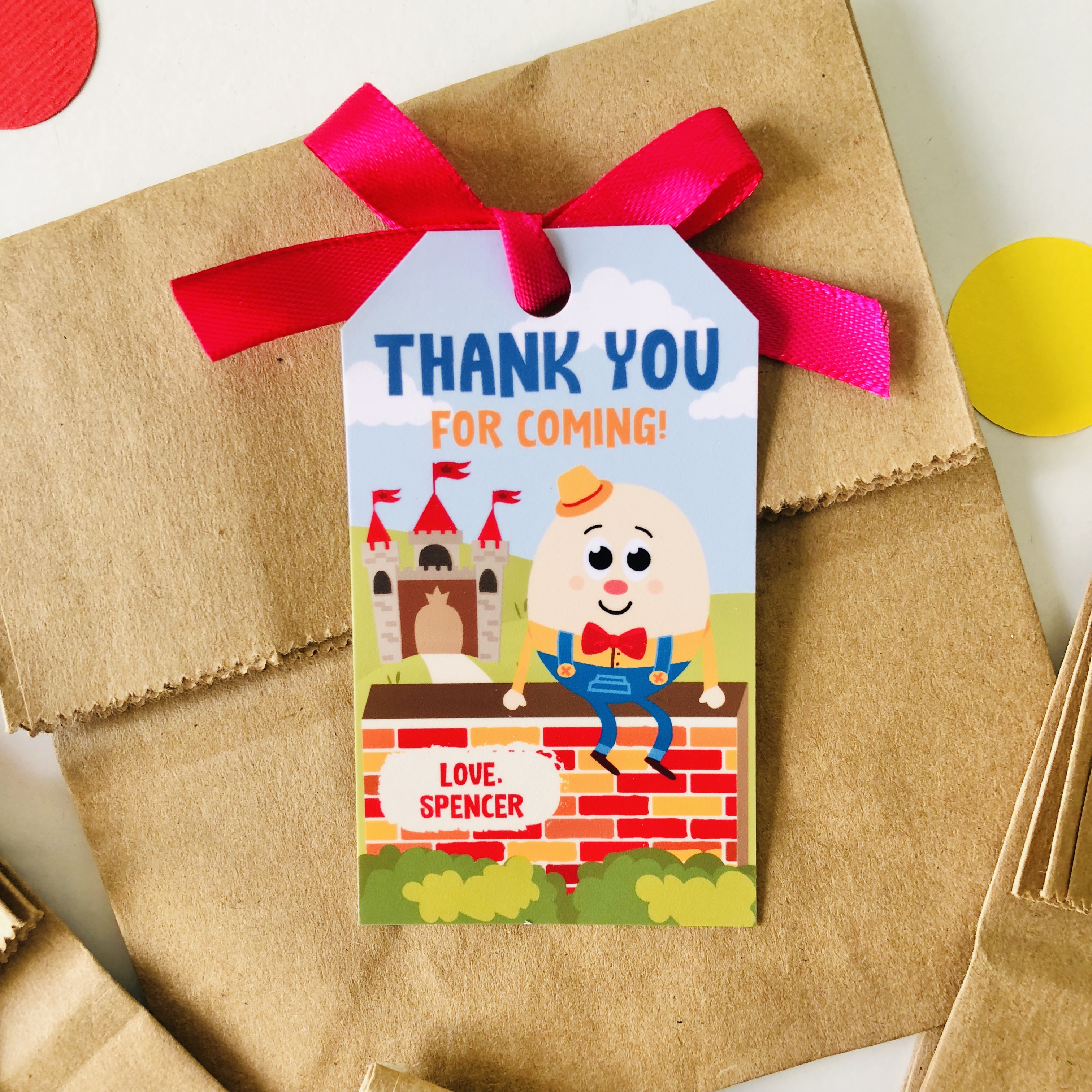 Humpty Dumpty Favor Tags design preview