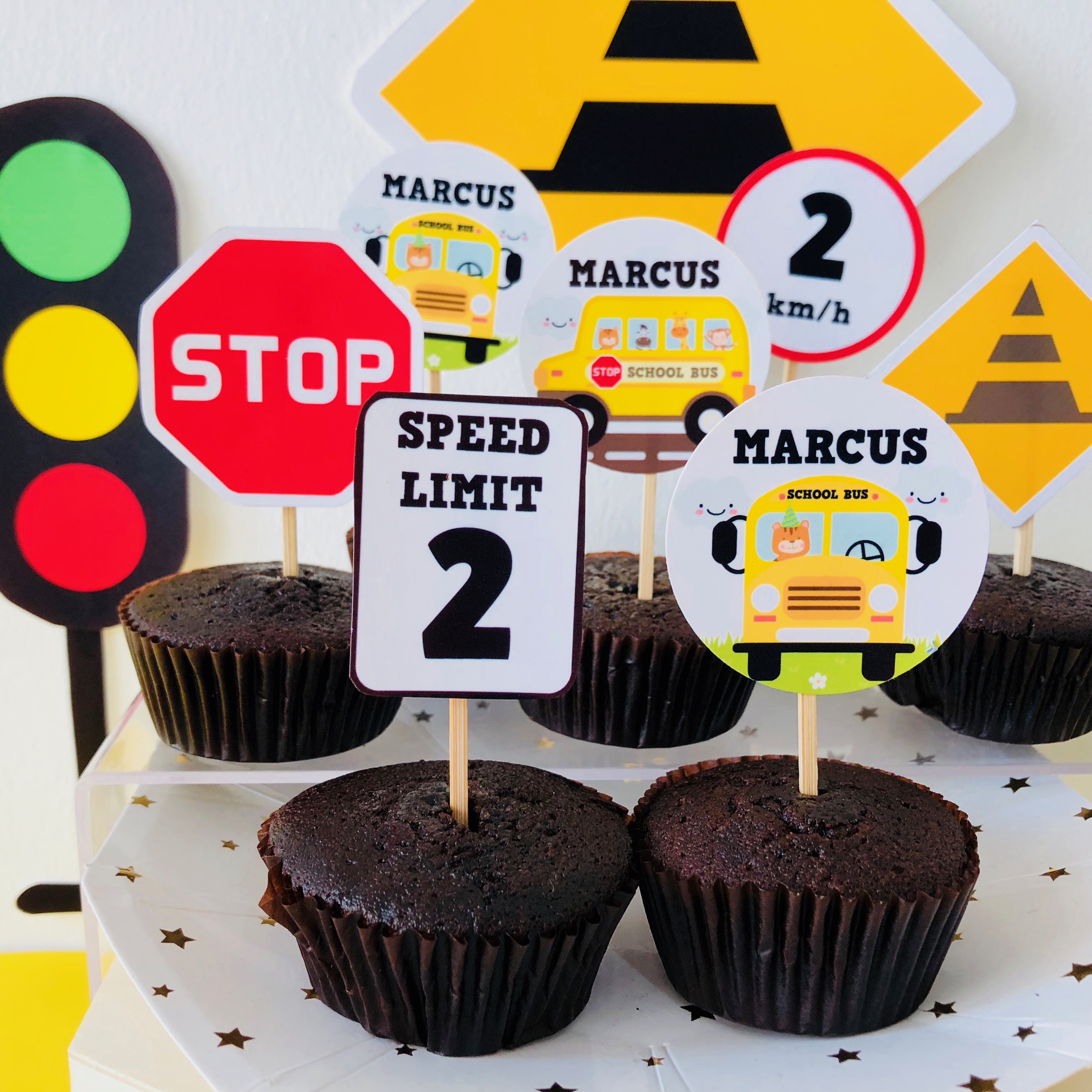 Wheels on the Bus Cupcake Toppers design preview