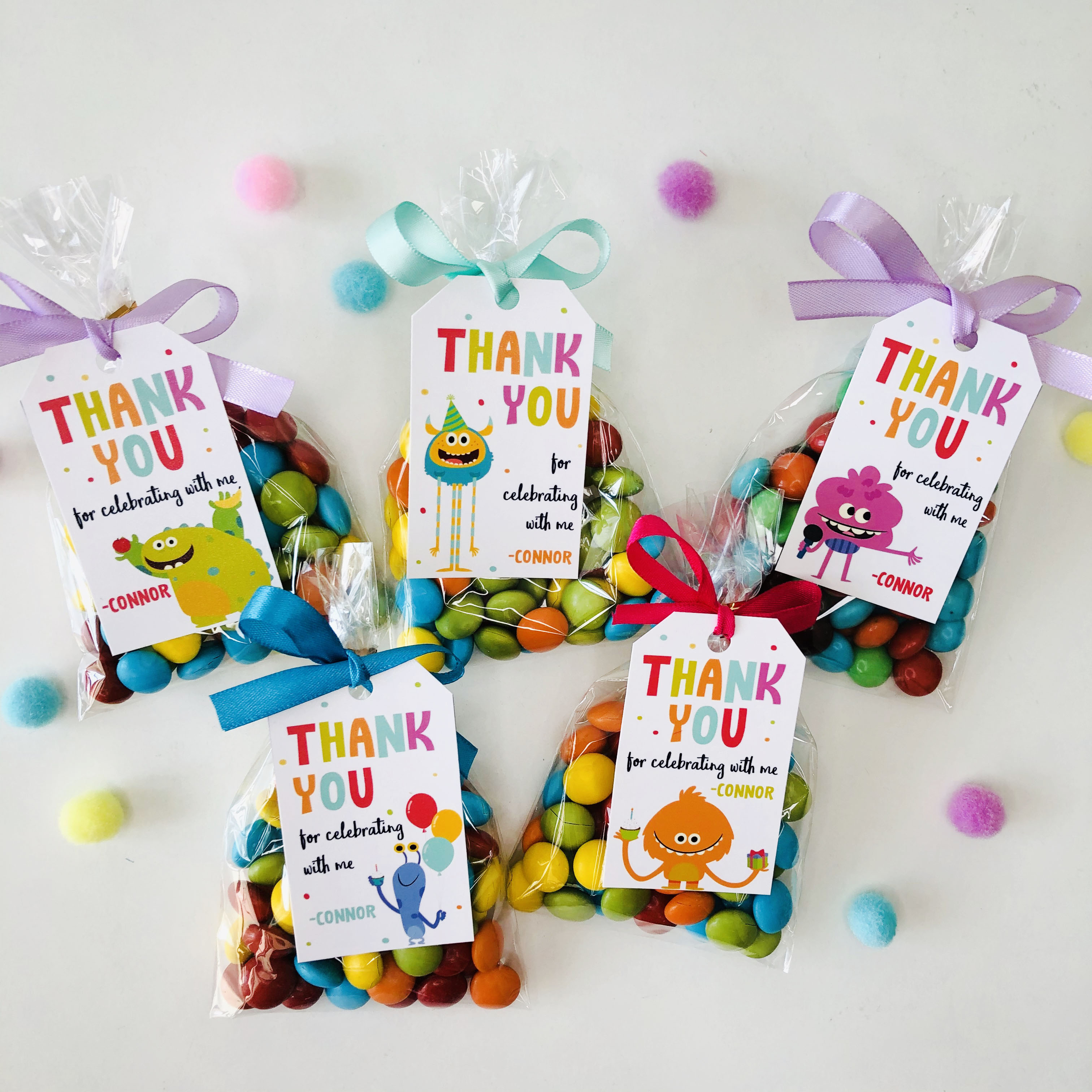Monsters Favor Tags design preview
