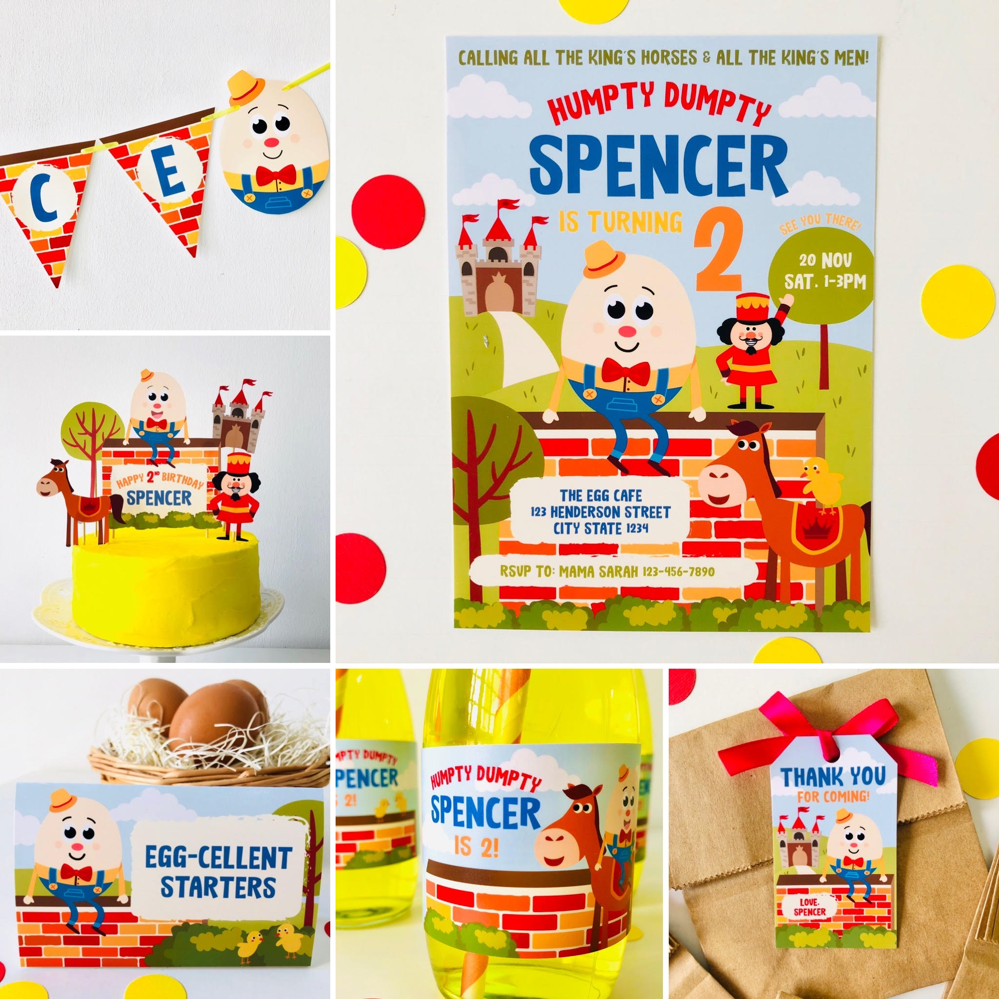 Humpty Dumpty Party Decorations Kit design preview