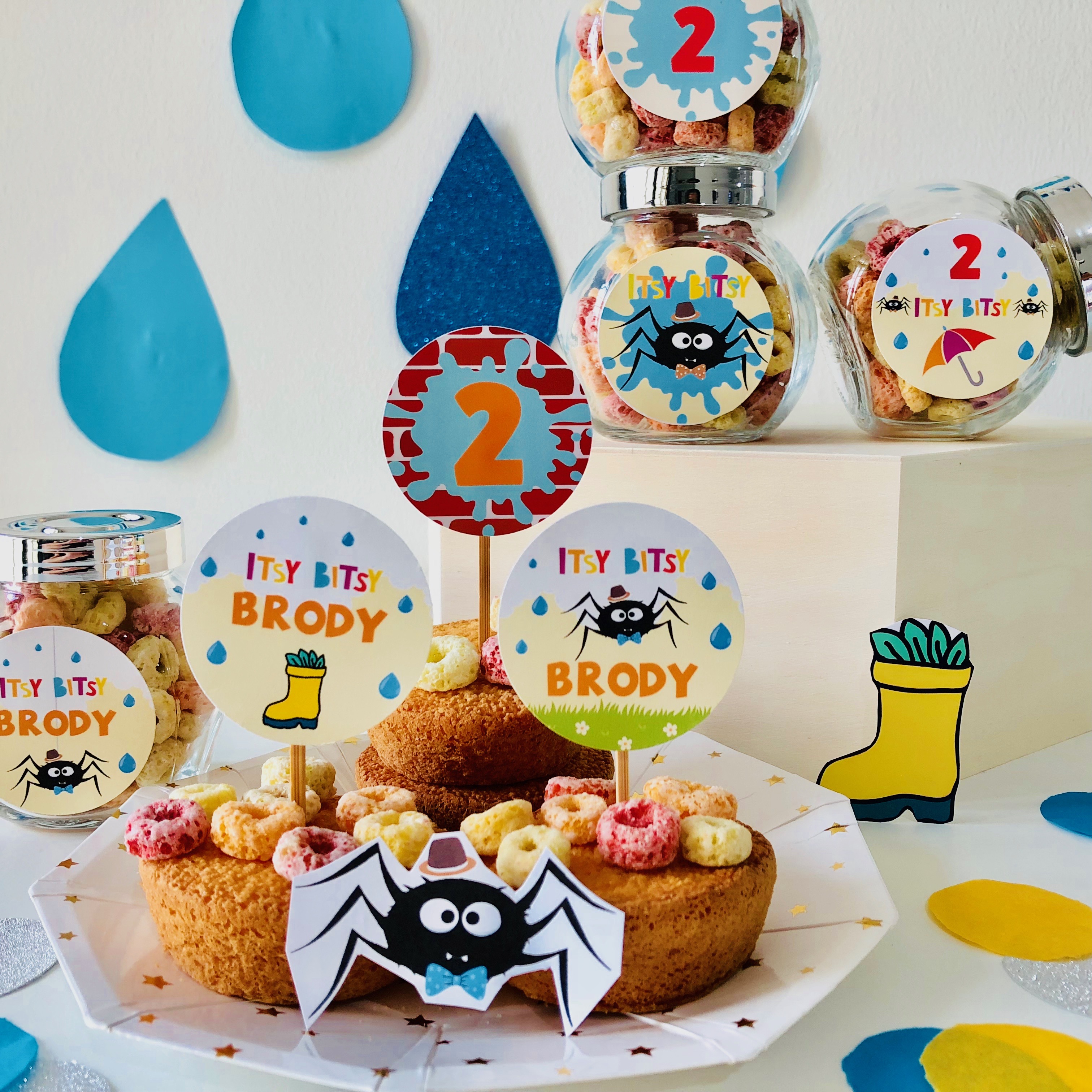 Itsy Bitsy Spider Cupcake Toppers design preview