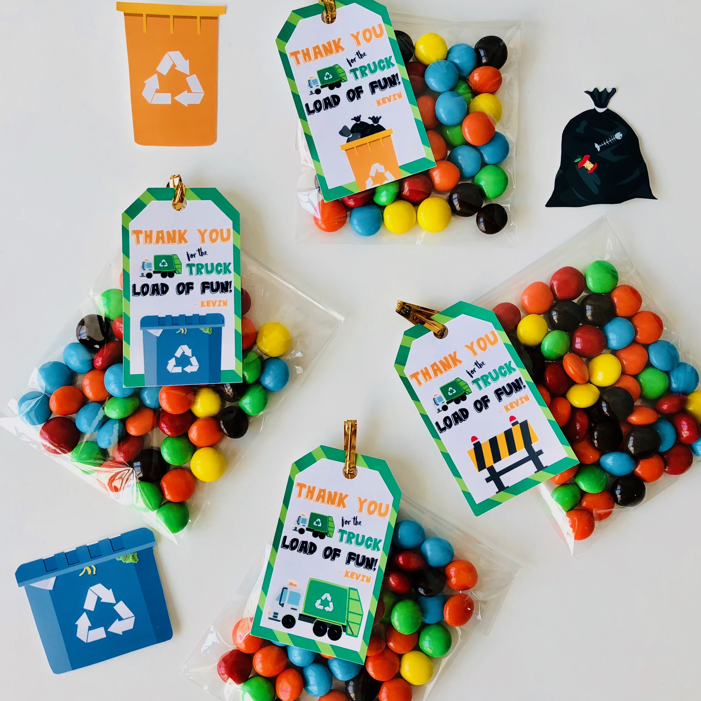 Garbage Truck Favor Tags design preview