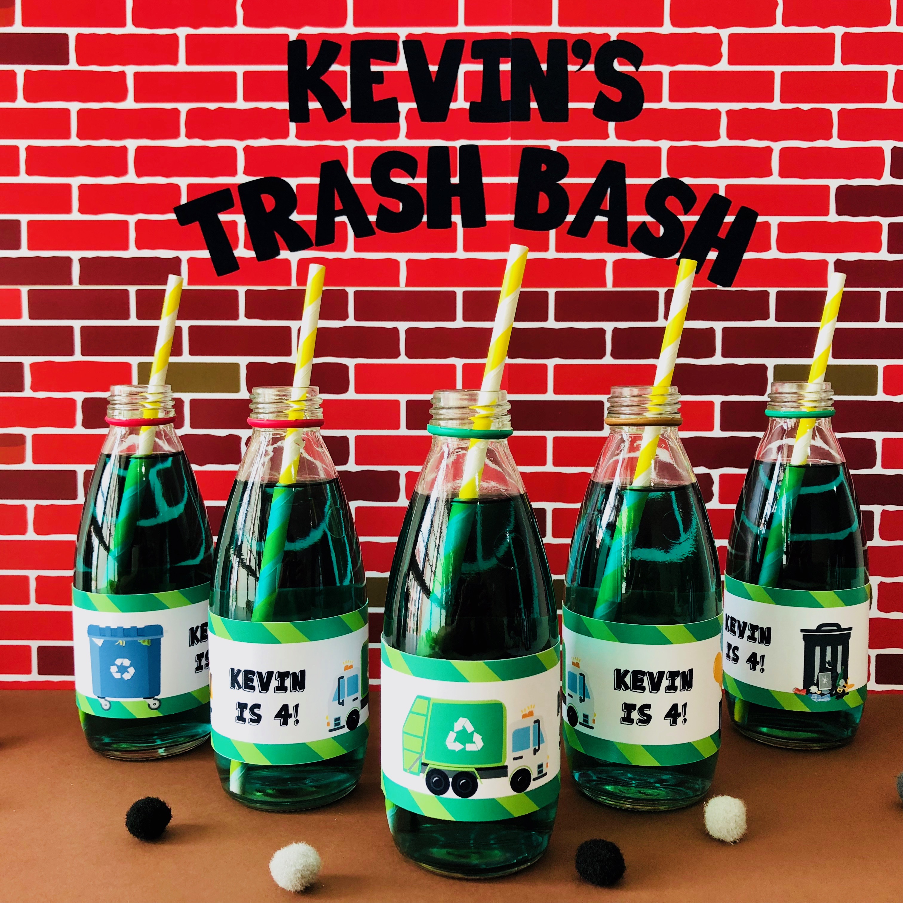 Garbage Truck Drinks Labels design preview