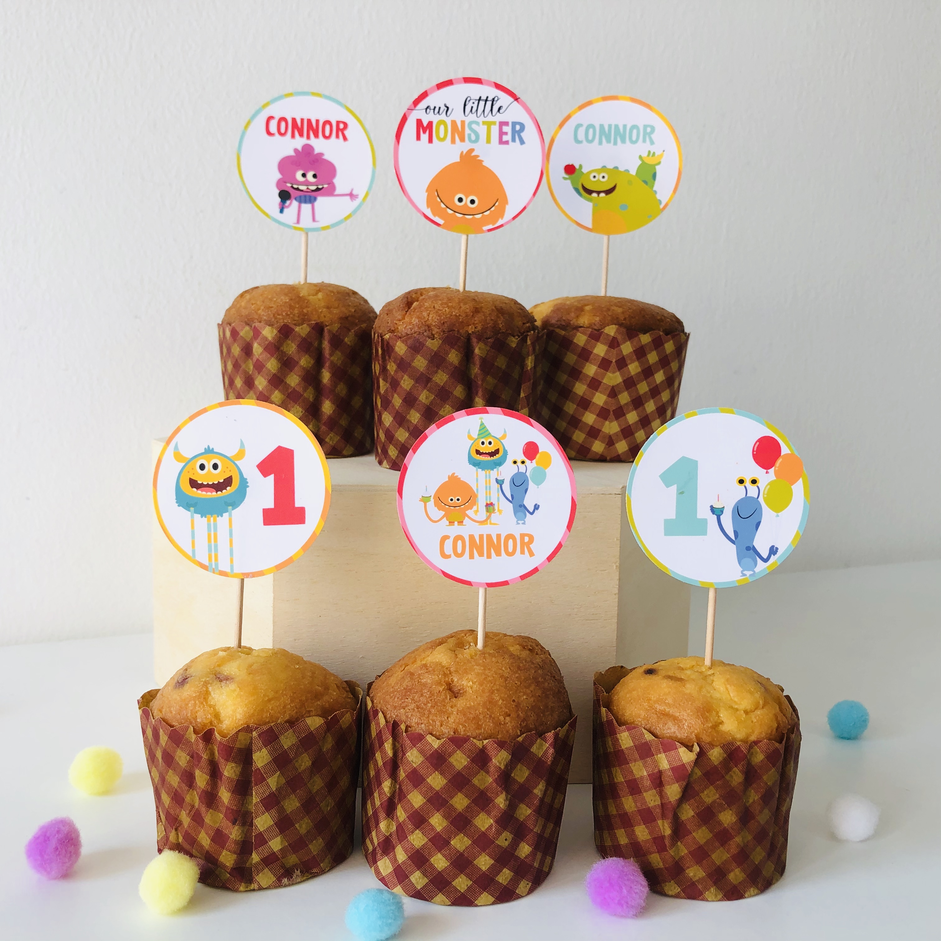 Monsters Cupcake Toppers design preview