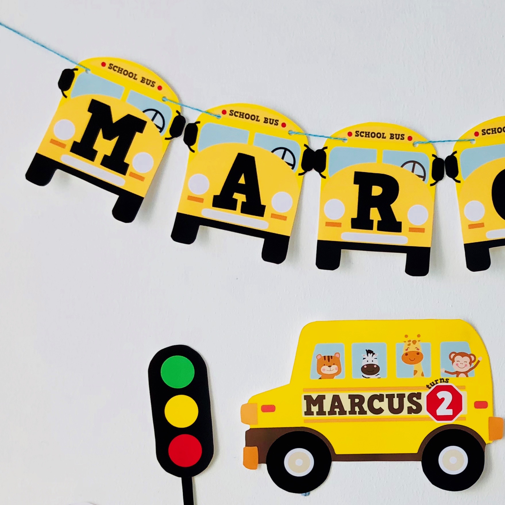 Wheels on the Bus Birthday Banner design preview