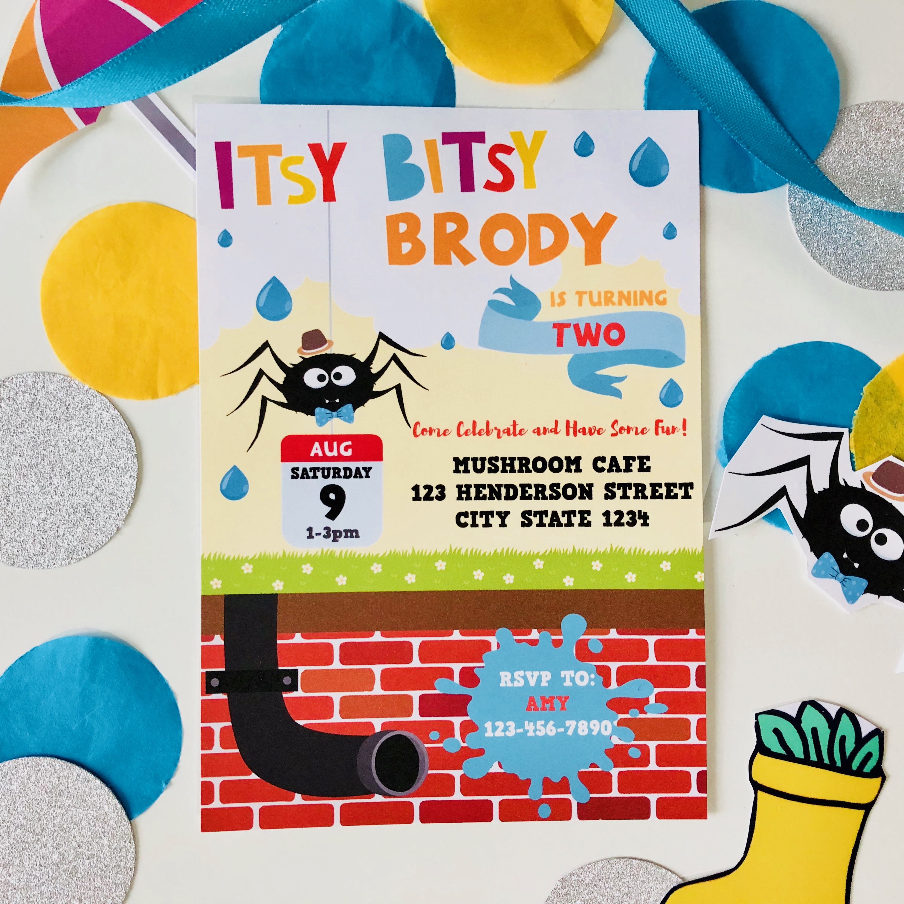 Itsy Bitsy Spider Invitation design preview