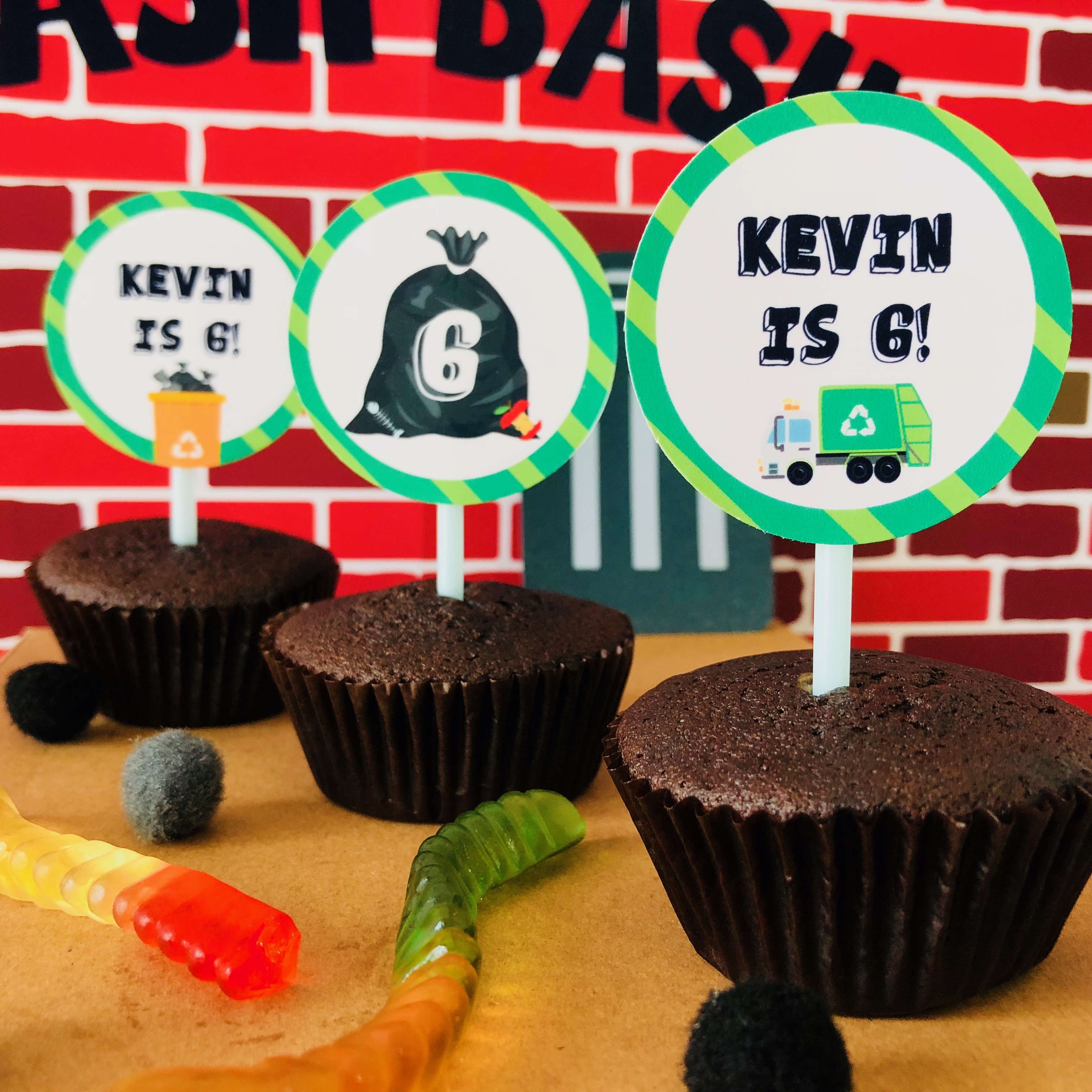 Garbage Truck Cupcake Toppers design preview